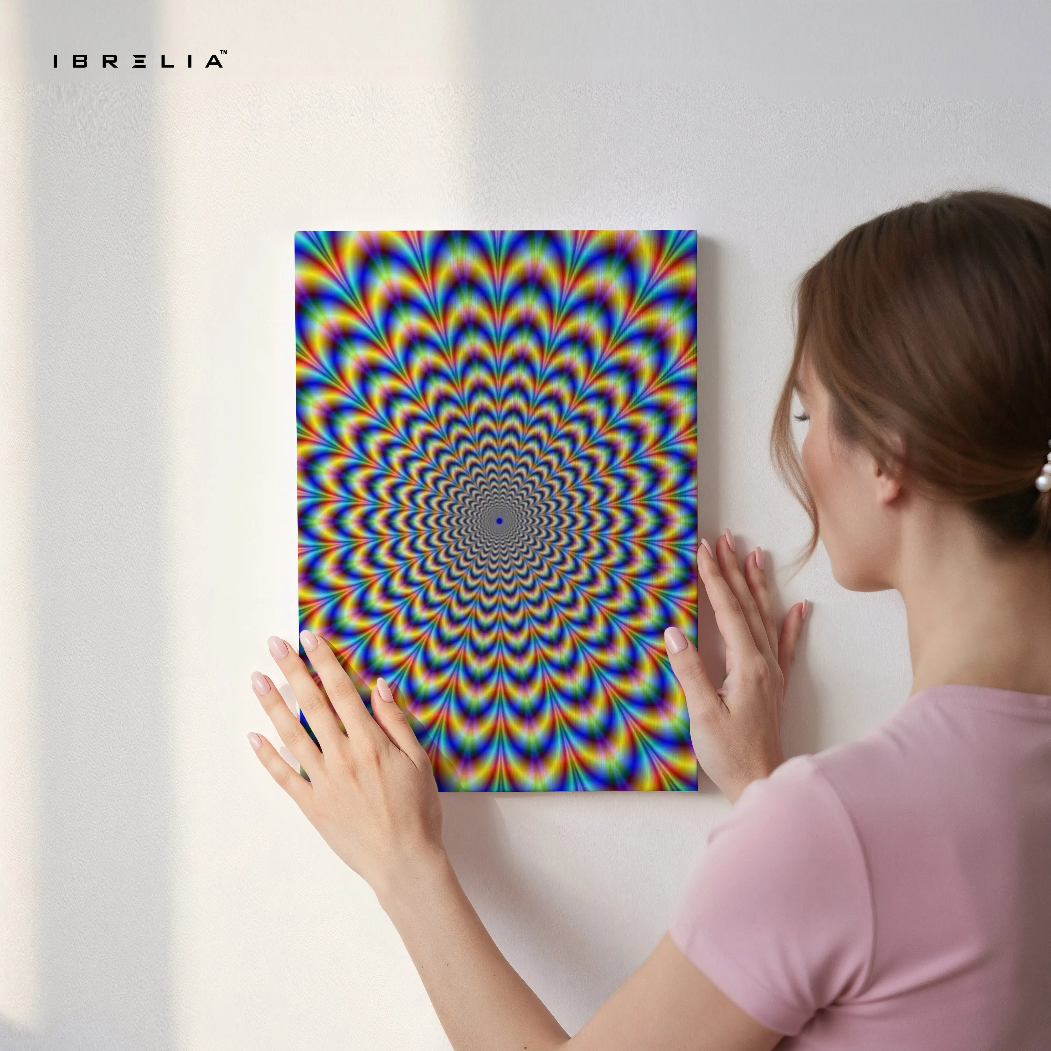 Psychedelic Rainbow Vortex – Optical Illusion 4K Ultra Wrap Frame Wall Art in Pakistan | IBRELIA™ IBRELIA