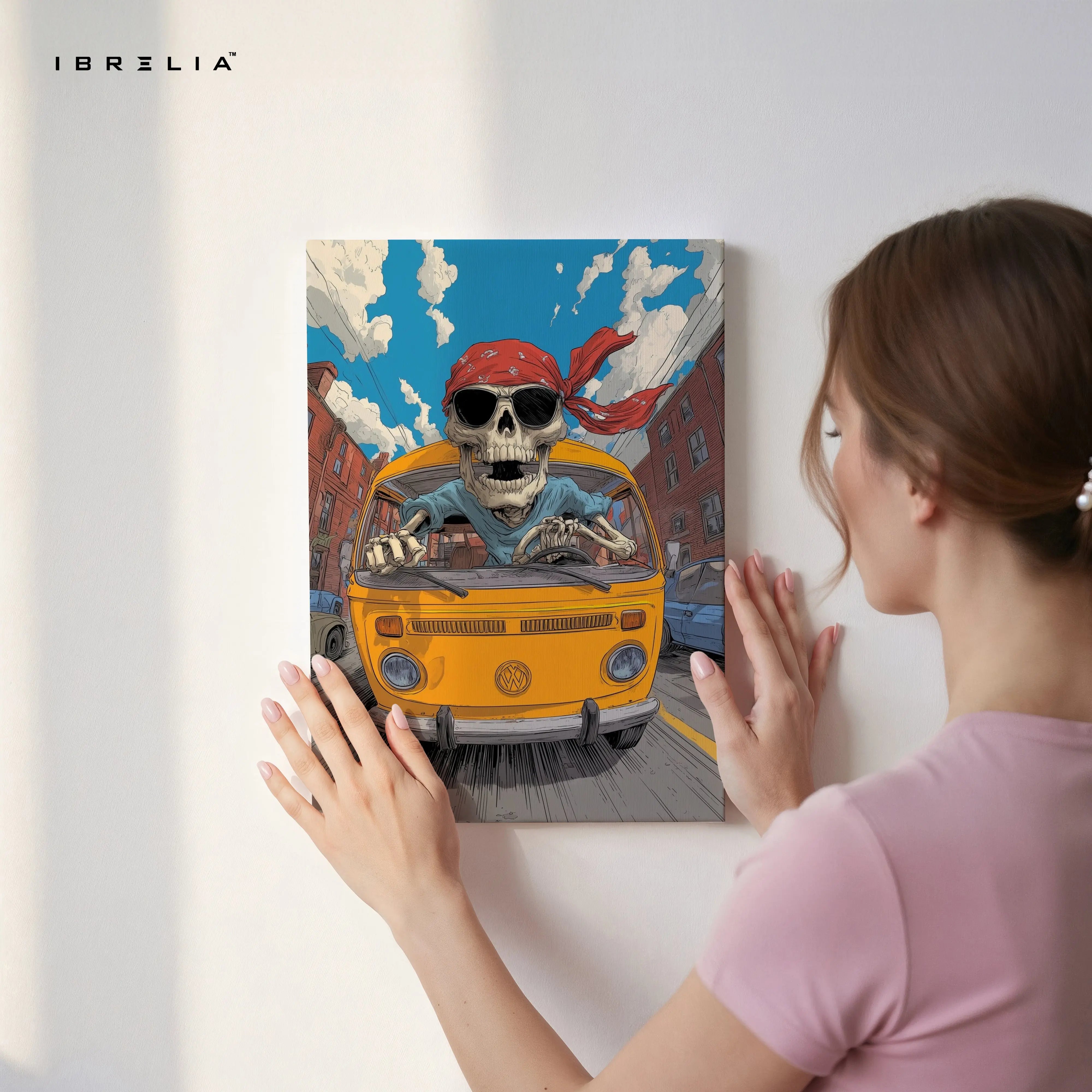 Skeleton Driver Van Art – 4K Ultra Wrap Frame Wall Art in Pakistan | IBRELIA™ IBRELIA
