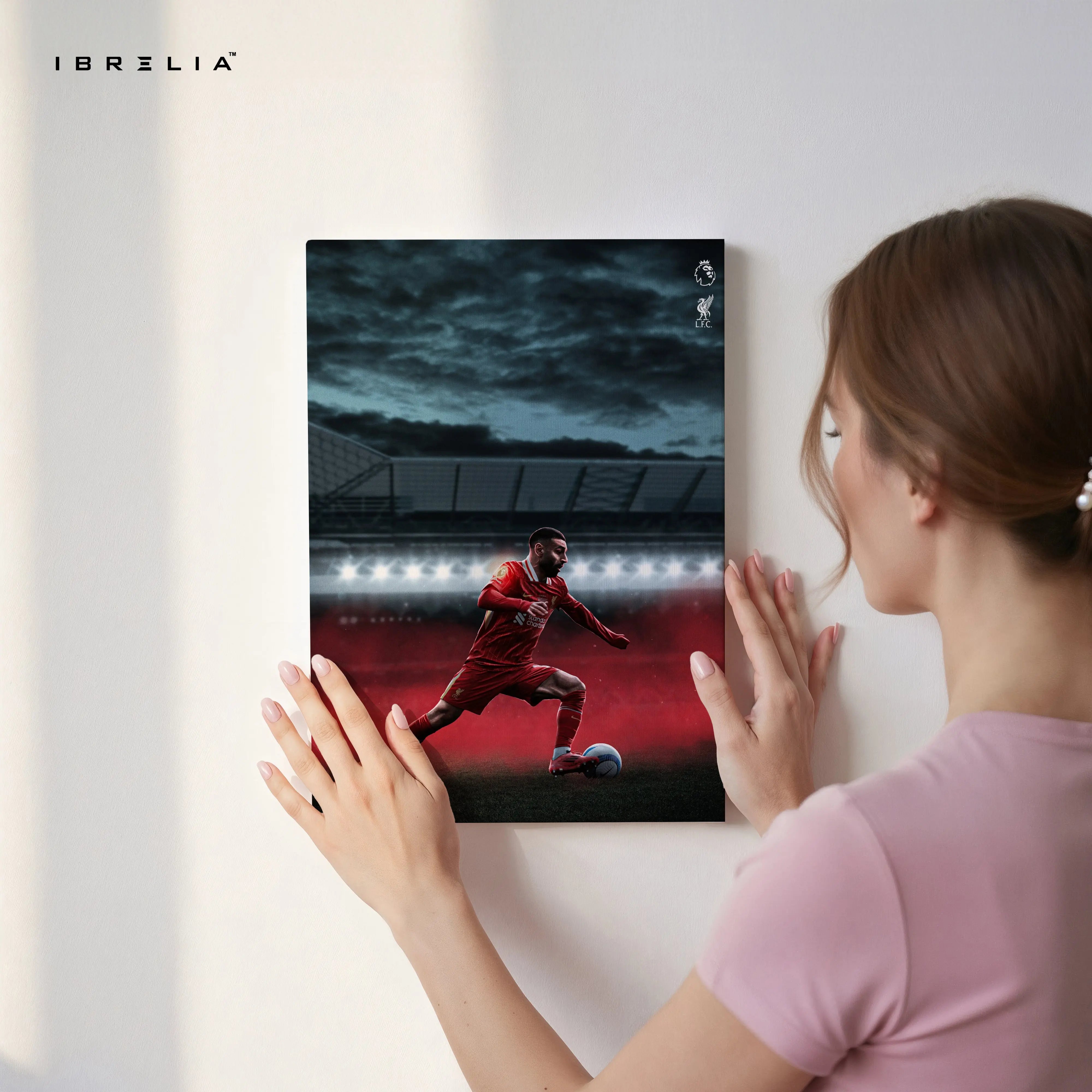 Crimson Night Striker – Cinematic Football Action Art | 4K Ultra Wrap Frame Wall Art in Pakistan | IBRELIA™ IBRELIA