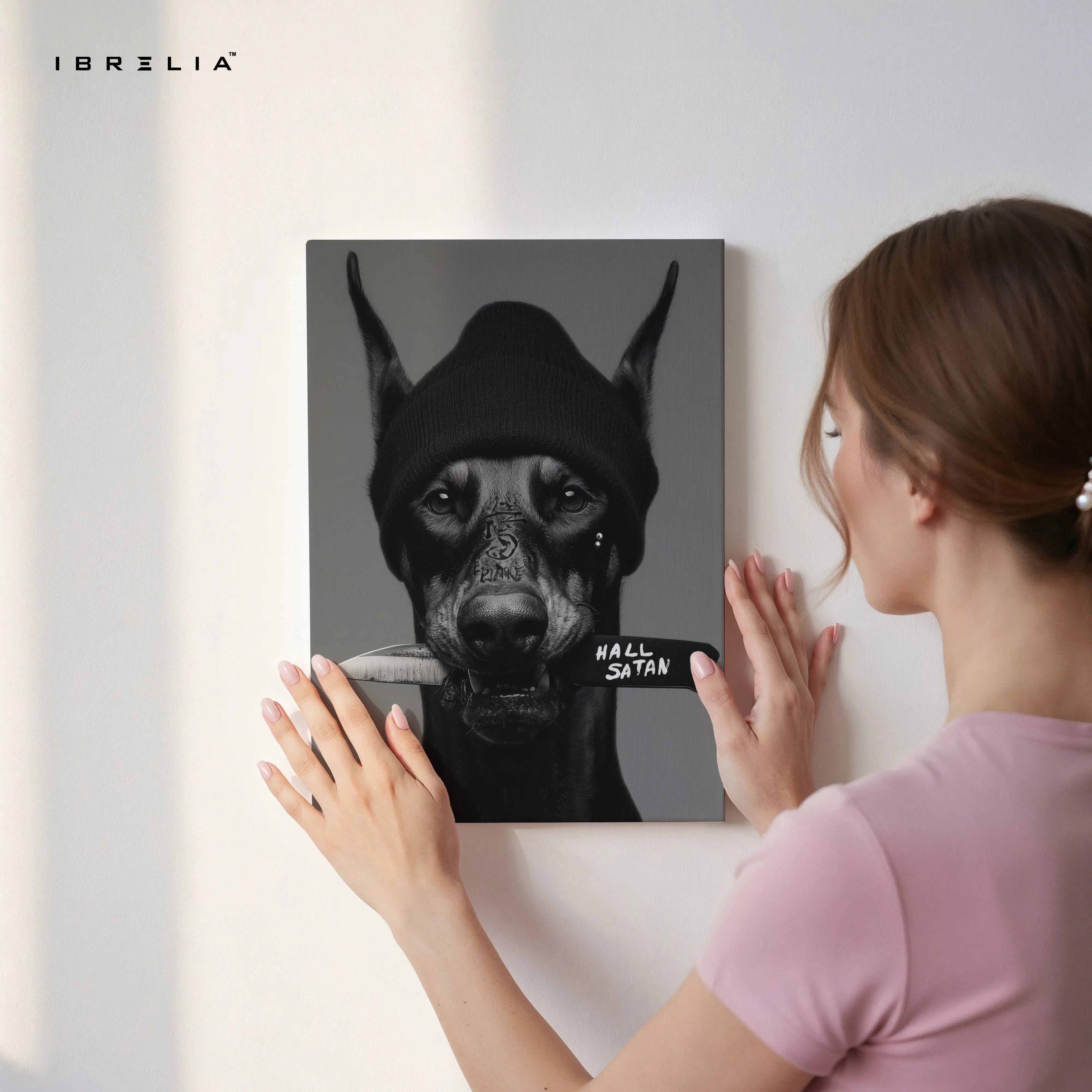 Dark Doberman Street Art – 4K Ultra Wrap Frame Wall Art in Pakistan | IBRELIA™ IBRELIA