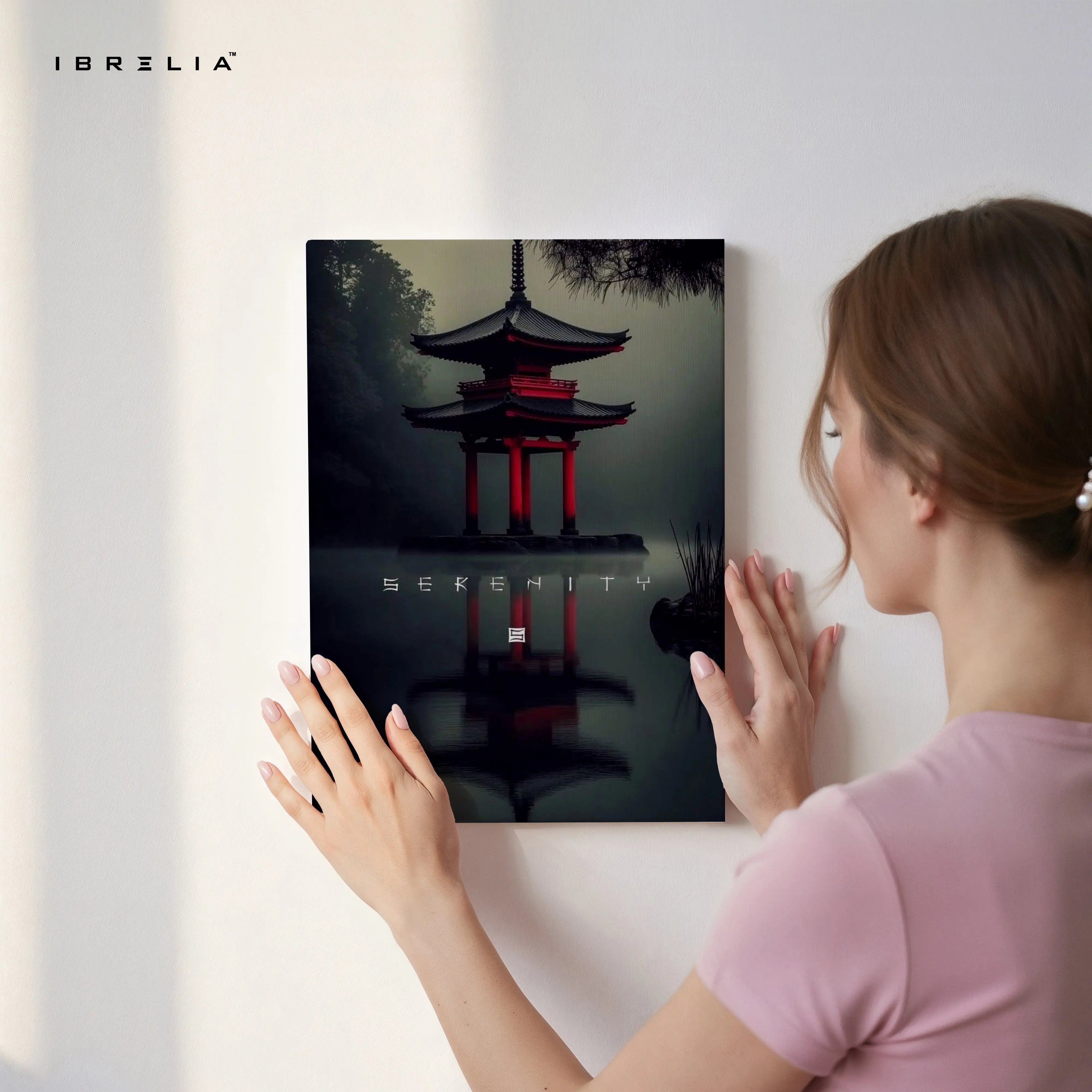 Serenity Pagoda Reflection Art – Zen Minimal Japanese Temple Wall Art | 4K Ultra Wrap Frame Wall Art in Pakistan | IBRELIA™ IBRELIA