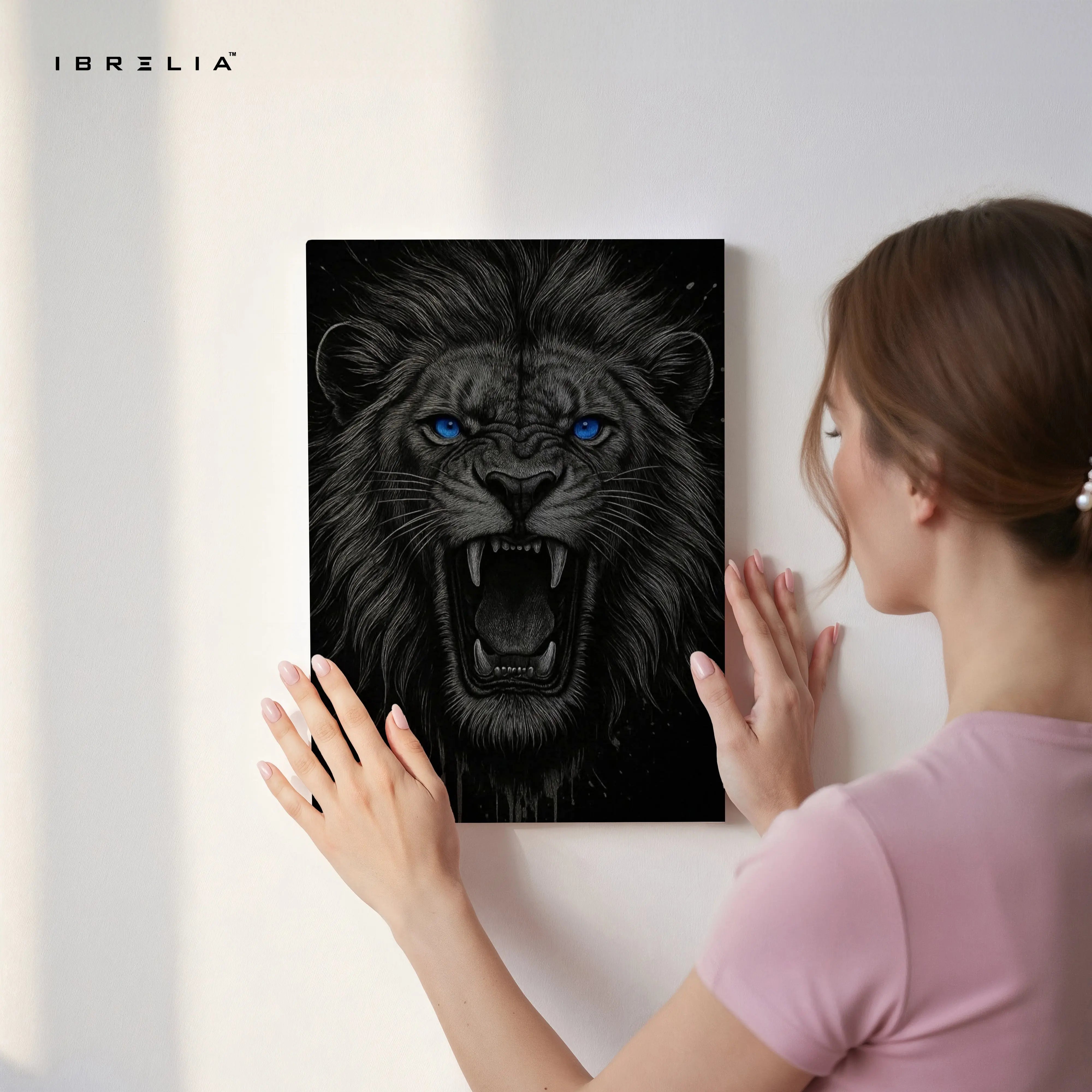 Blue-Eyed Fury – Roaring Lion 4K Ultra Wrap Frame Wall Art in Pakistan | IBRELIA™ IBRELIA