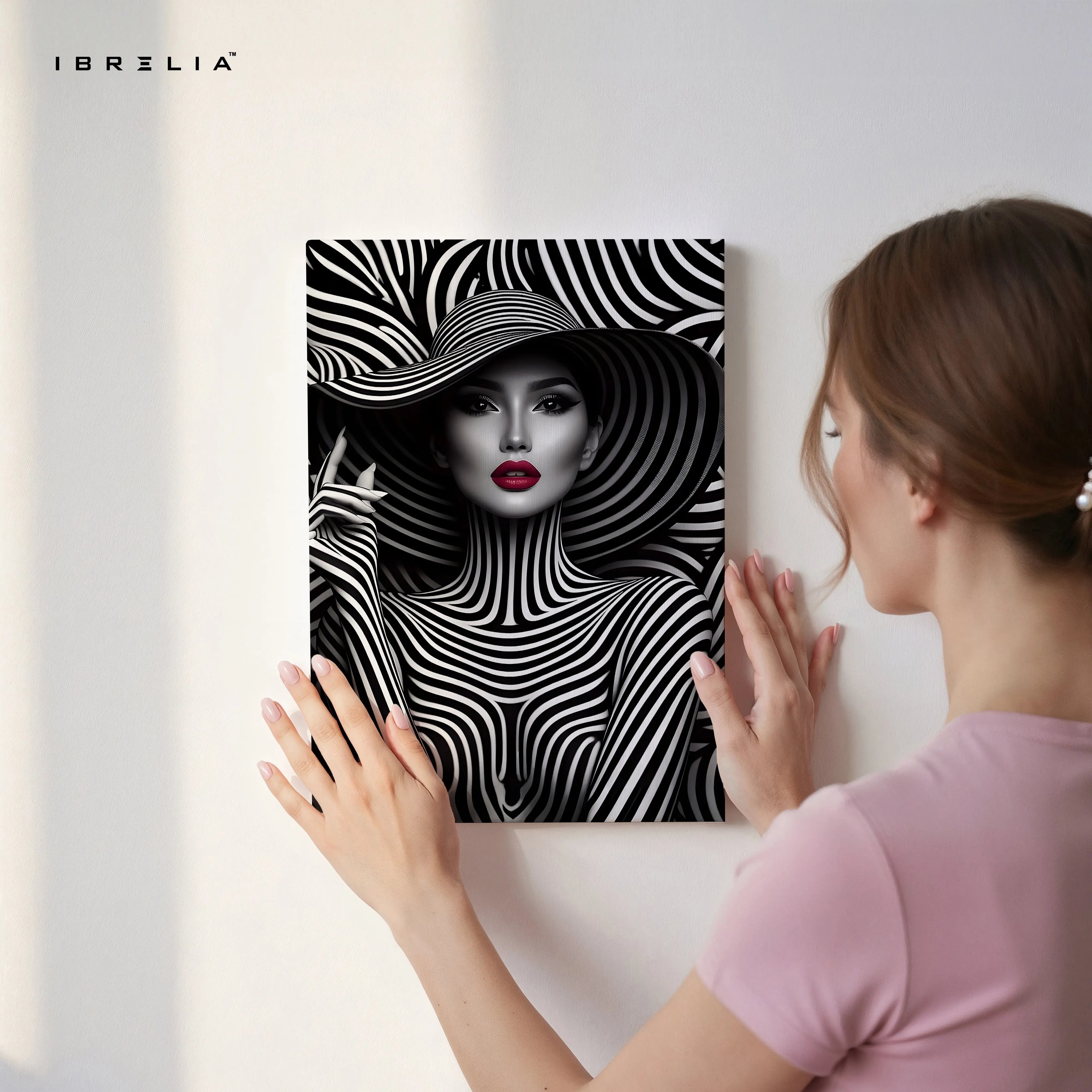 Monochrome Vogue Muse – Black & White Fashion Portrait Art | 4K Ultra Wrap Frame Wall Art in Pakistan | IBRELIA™ IBRELIA
