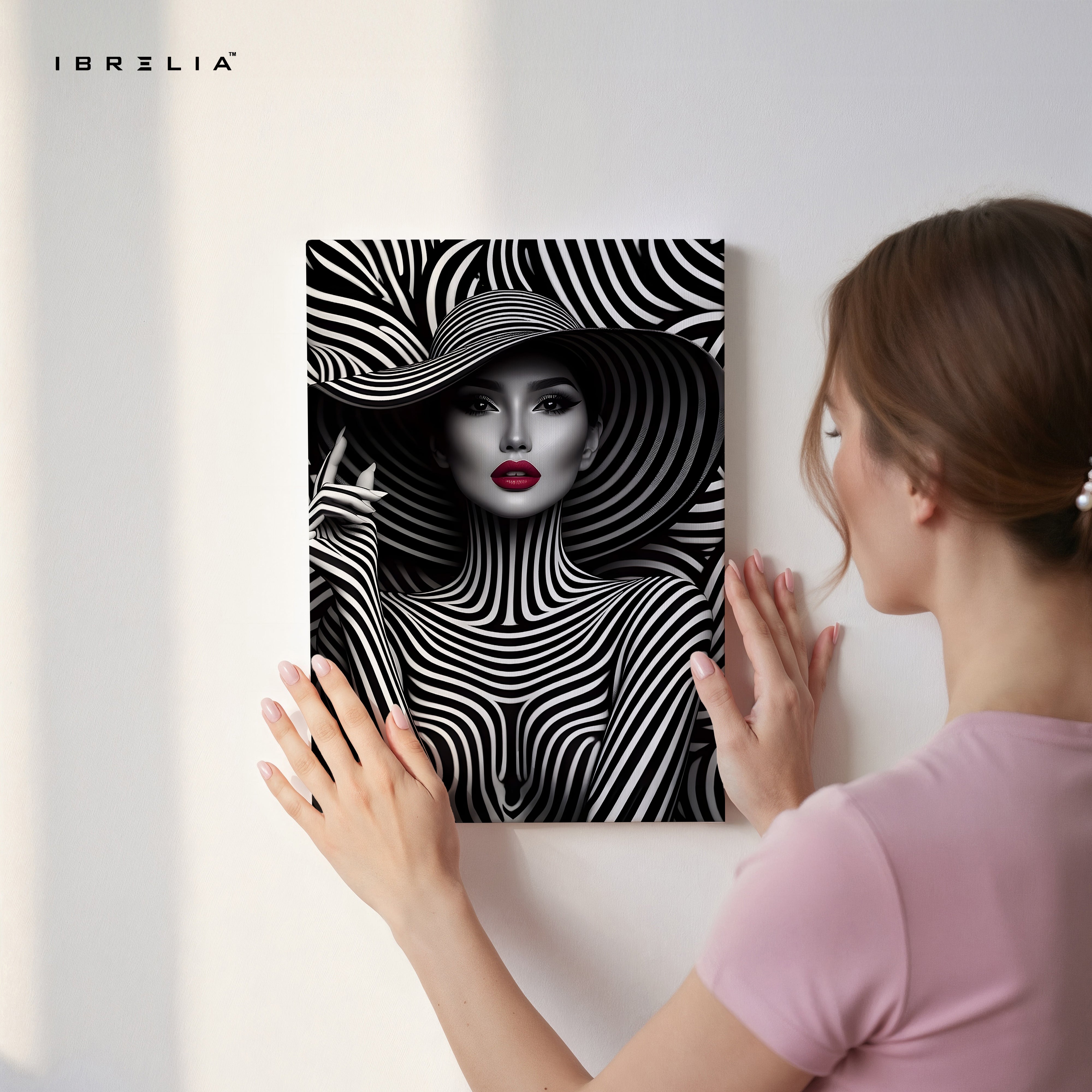 Monochrome Vogue Muse – Black & White Fashion Portrait Art | 4K Ultra Wrap Frame Wall Art in Pakistan | IBRELIA™