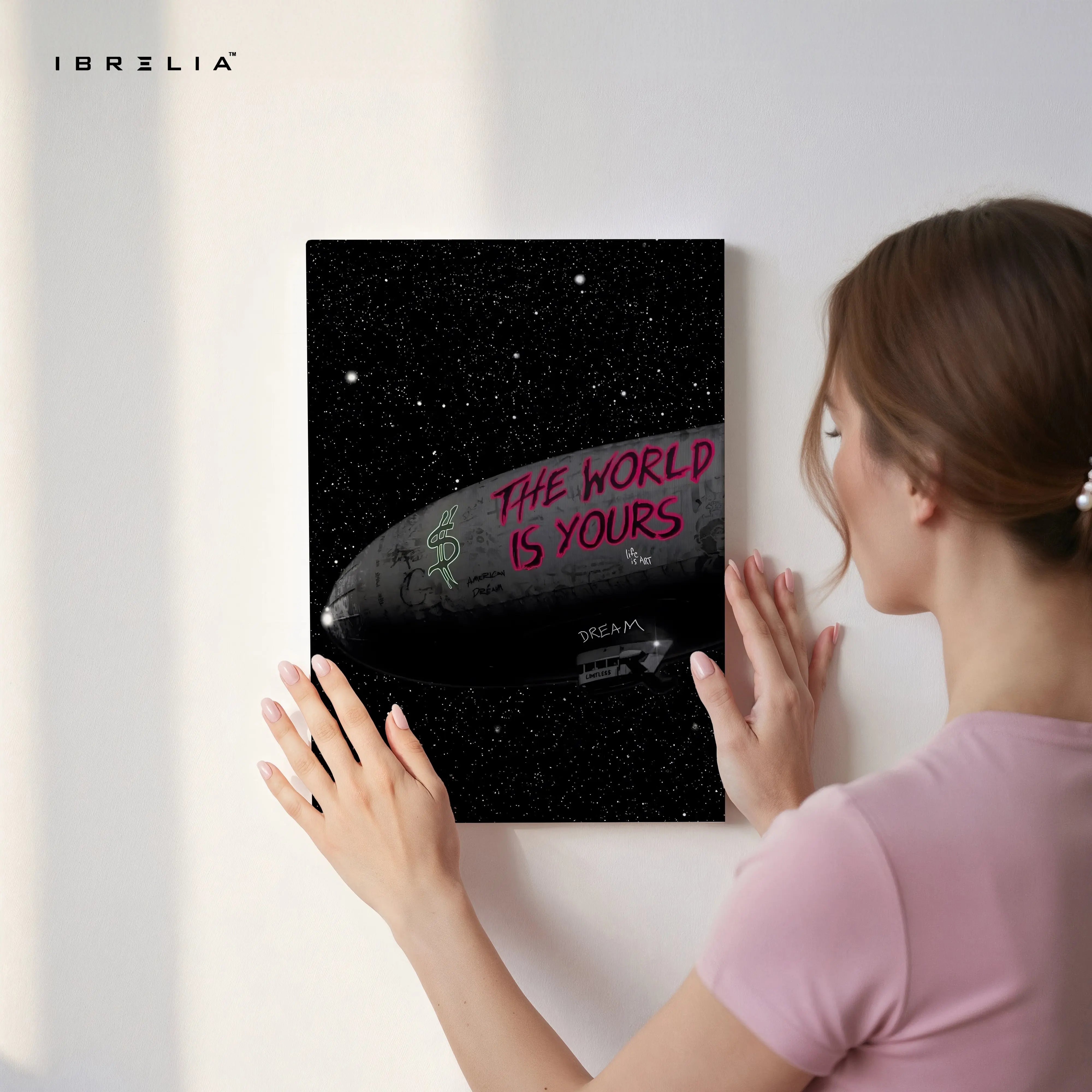 The World Is Yours – Cosmic Graffiti Motivation Art | 4K Ultra Wrap Frame Wall Art in Pakistan | IBRELIA™ IBRELIA