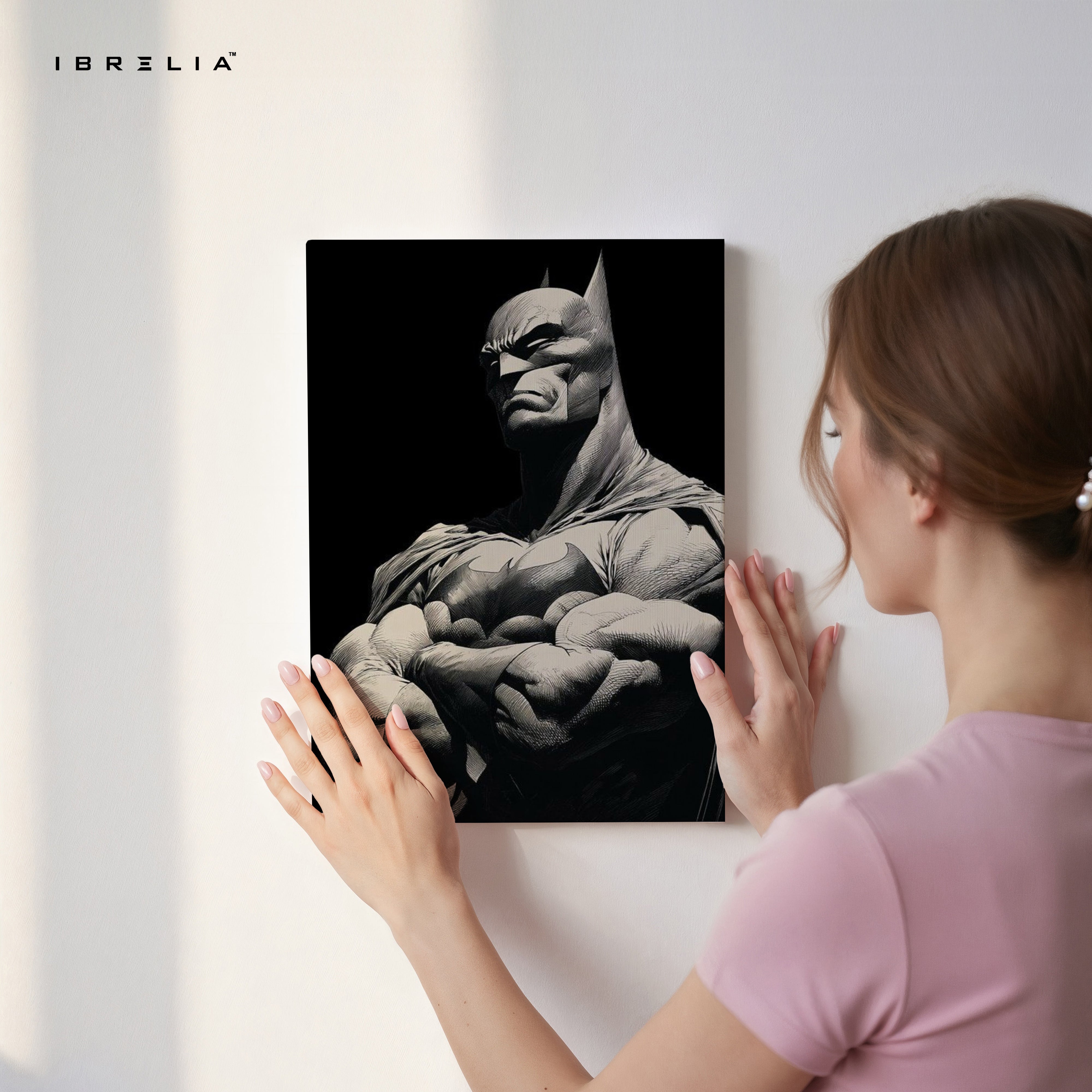 Monochrome Dark Knight – Sculpted Vigilante Noir Art | 4K Ultra Wrap Frame Wall Art in Pakistan | IBRELIA™
