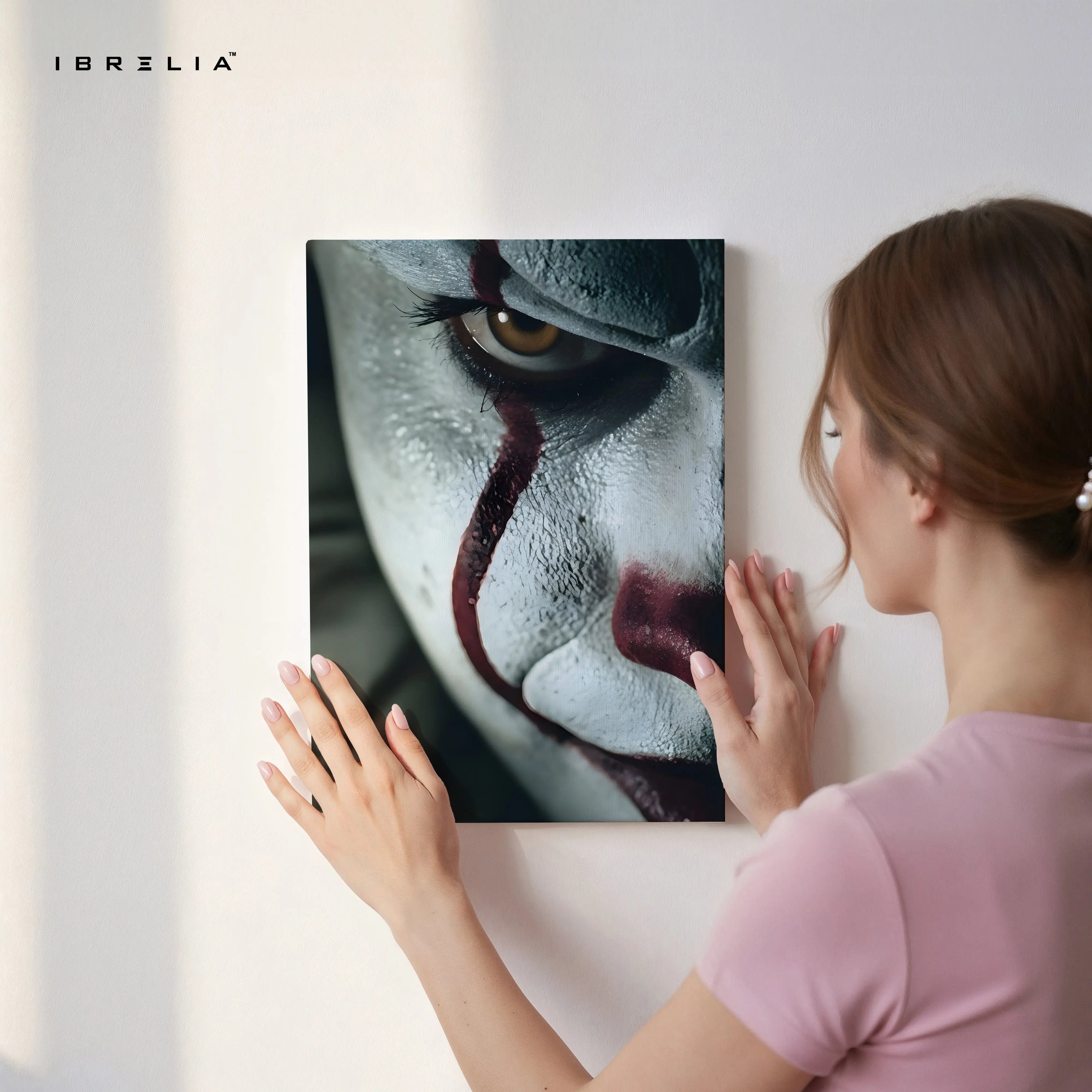 The Joker’s Gaze – Dark Psychological Horror 4K Ultra Wrap Frame Wall Art | IBRELIA™ IBRELIA