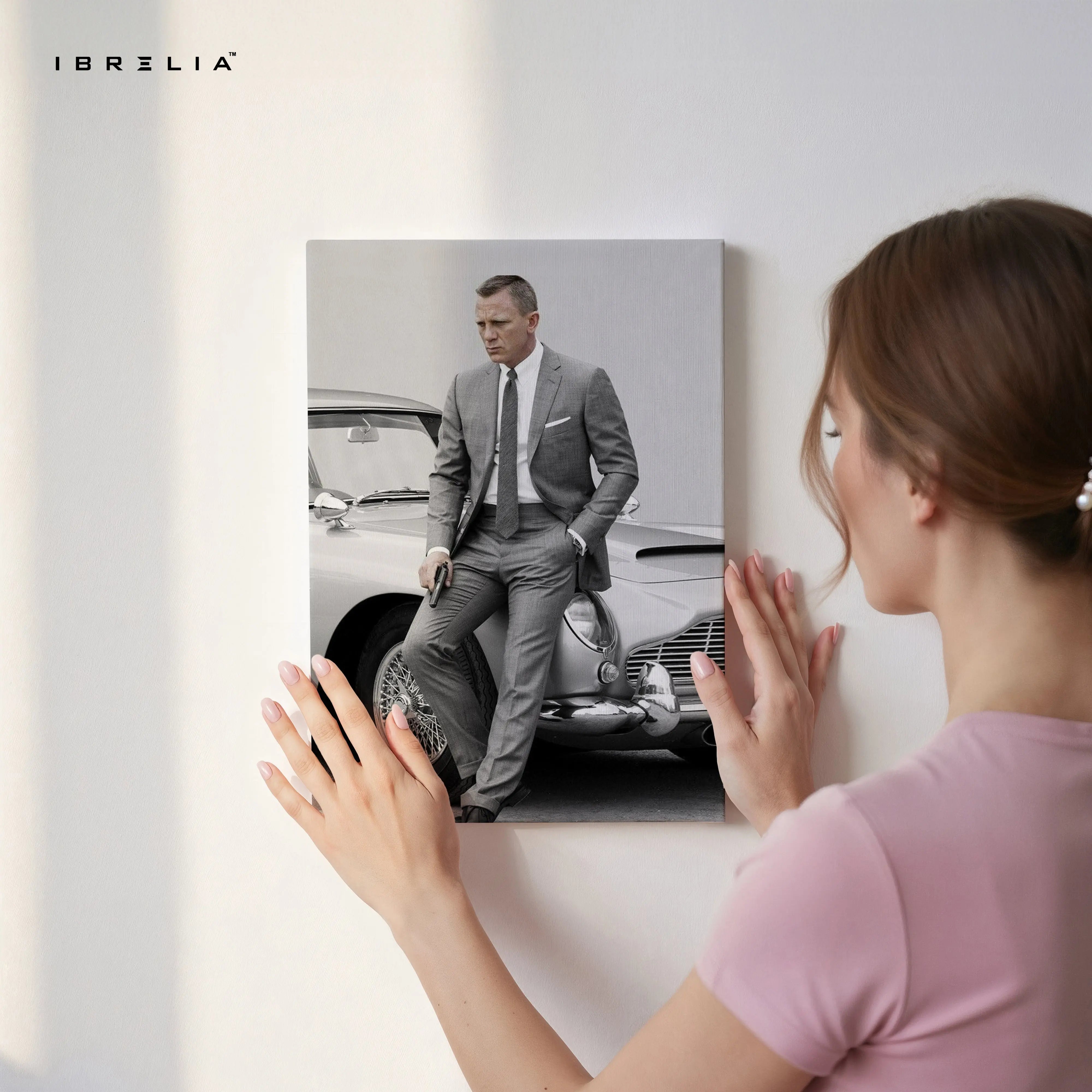 James Bond Aston Martin Portrait – 007 Minimal Cinematic 4K Ultra Wrap Frame Wall Art in Pakistan | IBRELIA™ IBRELIA
