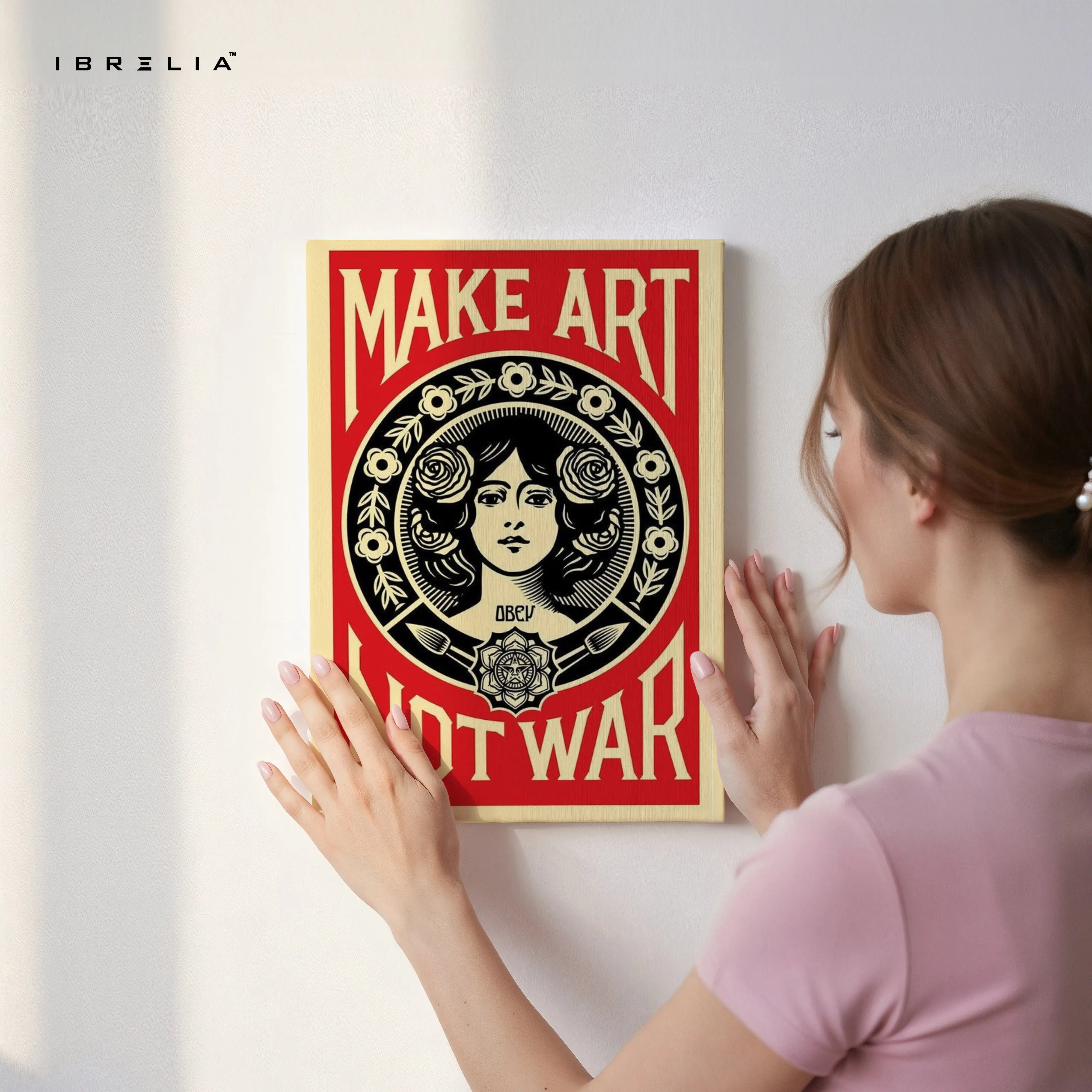 Make Art Not War – Bold Political Pop Art Poster | 4K Ultra Wrap Frame Wall Art in Pakistan | IBRELIA™ IBRELIA