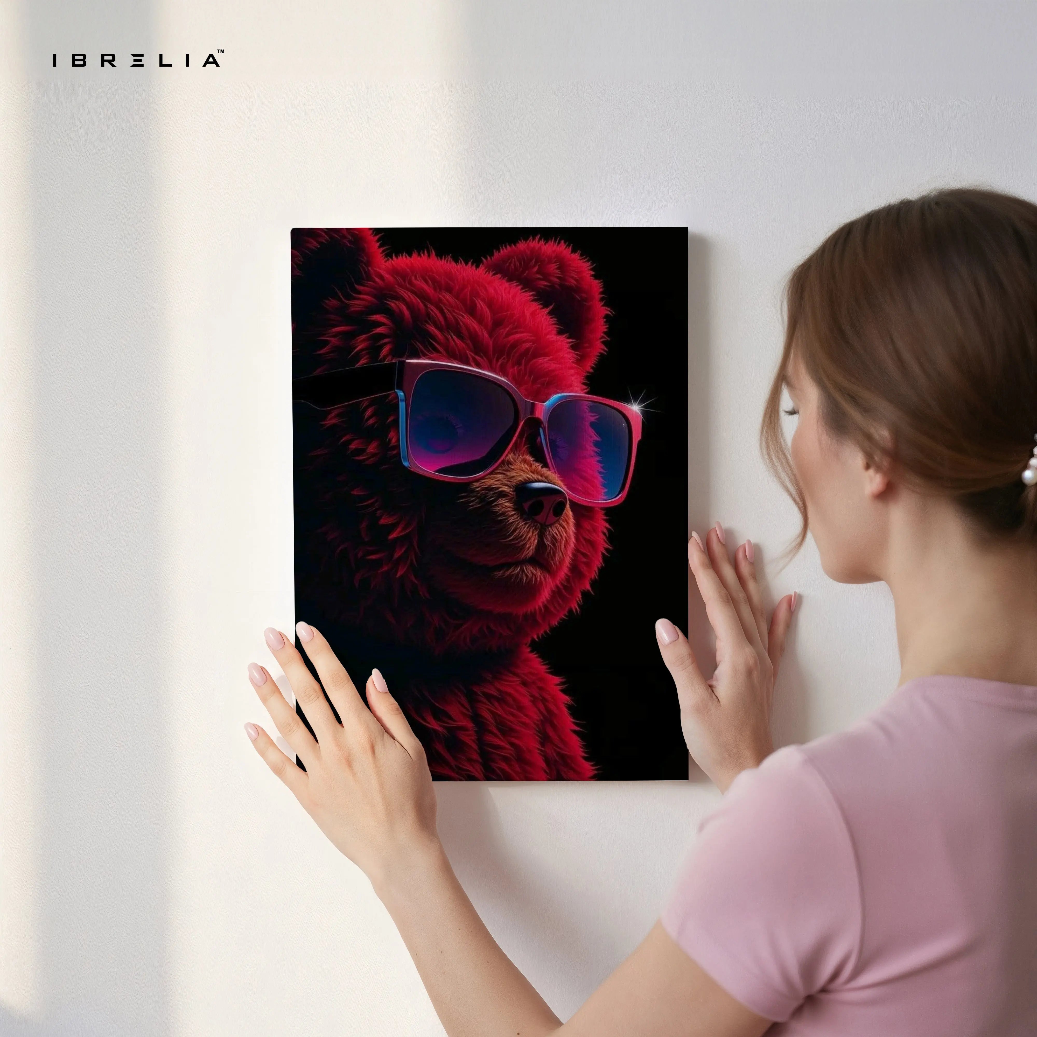 Red Bear Swagger Art – 4K Ultra Wrap Frame Wall Art in Pakistan | IBRELIA™ IBRELIA