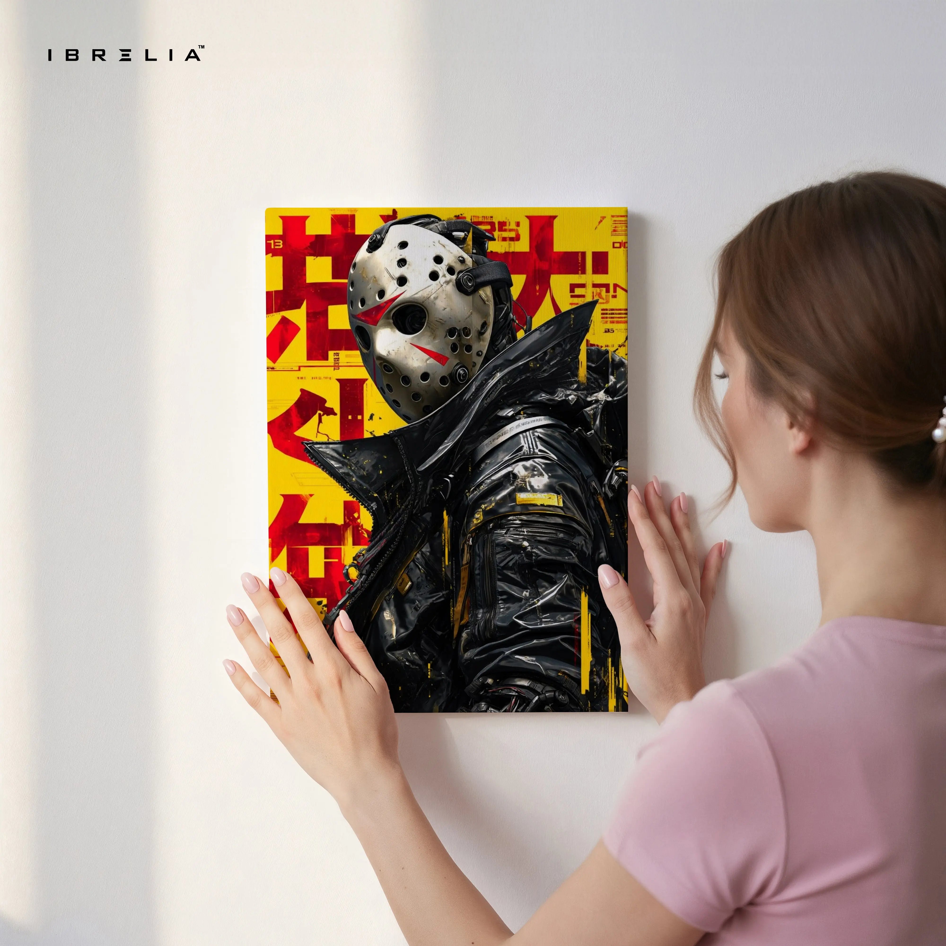 Masked Cyberpunk Warrior Art – 4K Ultra Wrap Frame Wall Art in Pakistan | IBRELIA™ IBRELIA