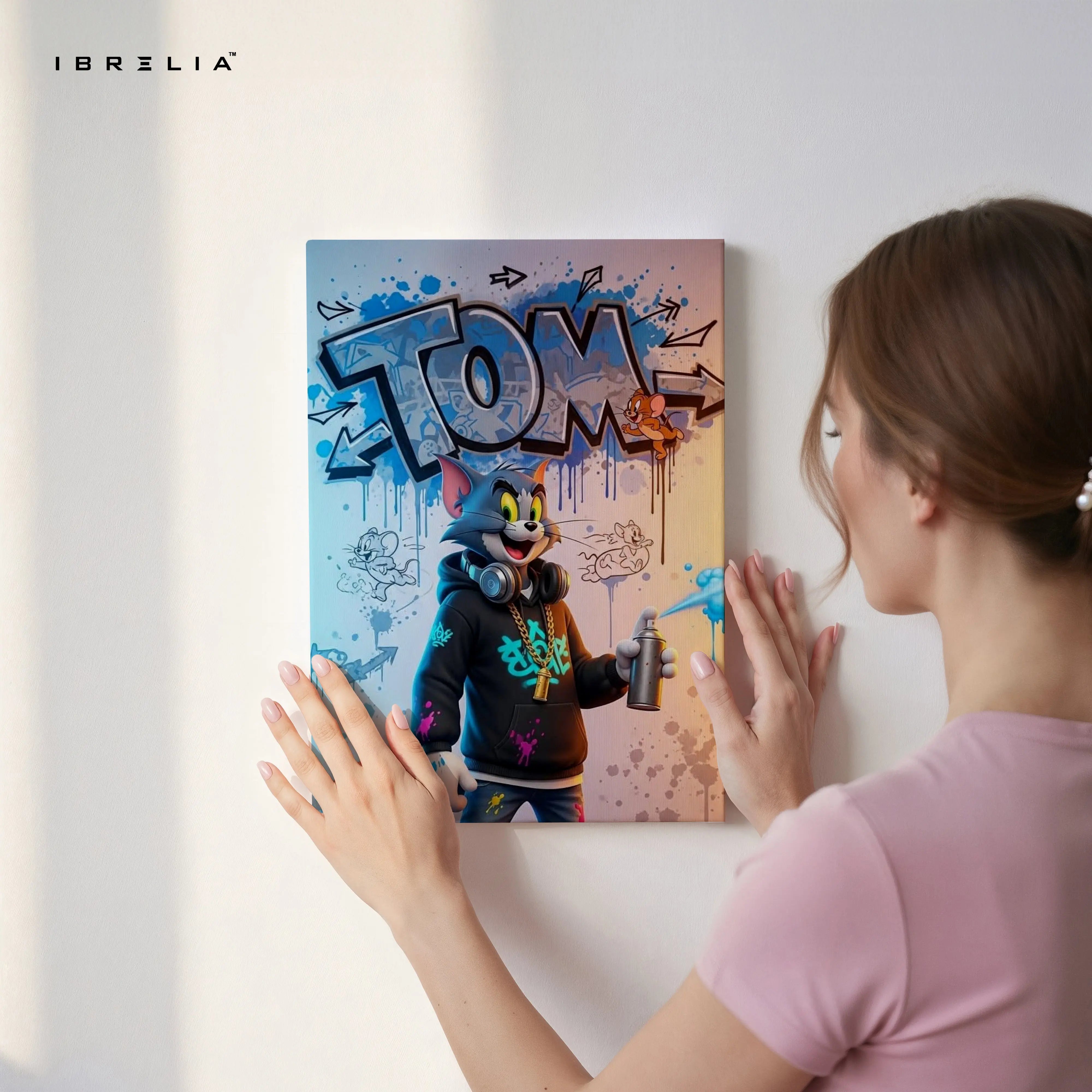 Tom Graffiti Street Art – Urban Cartoon 4K Ultra Wrap Frame Wall Art in Pakistan | IBRELIA™ IBRELIA