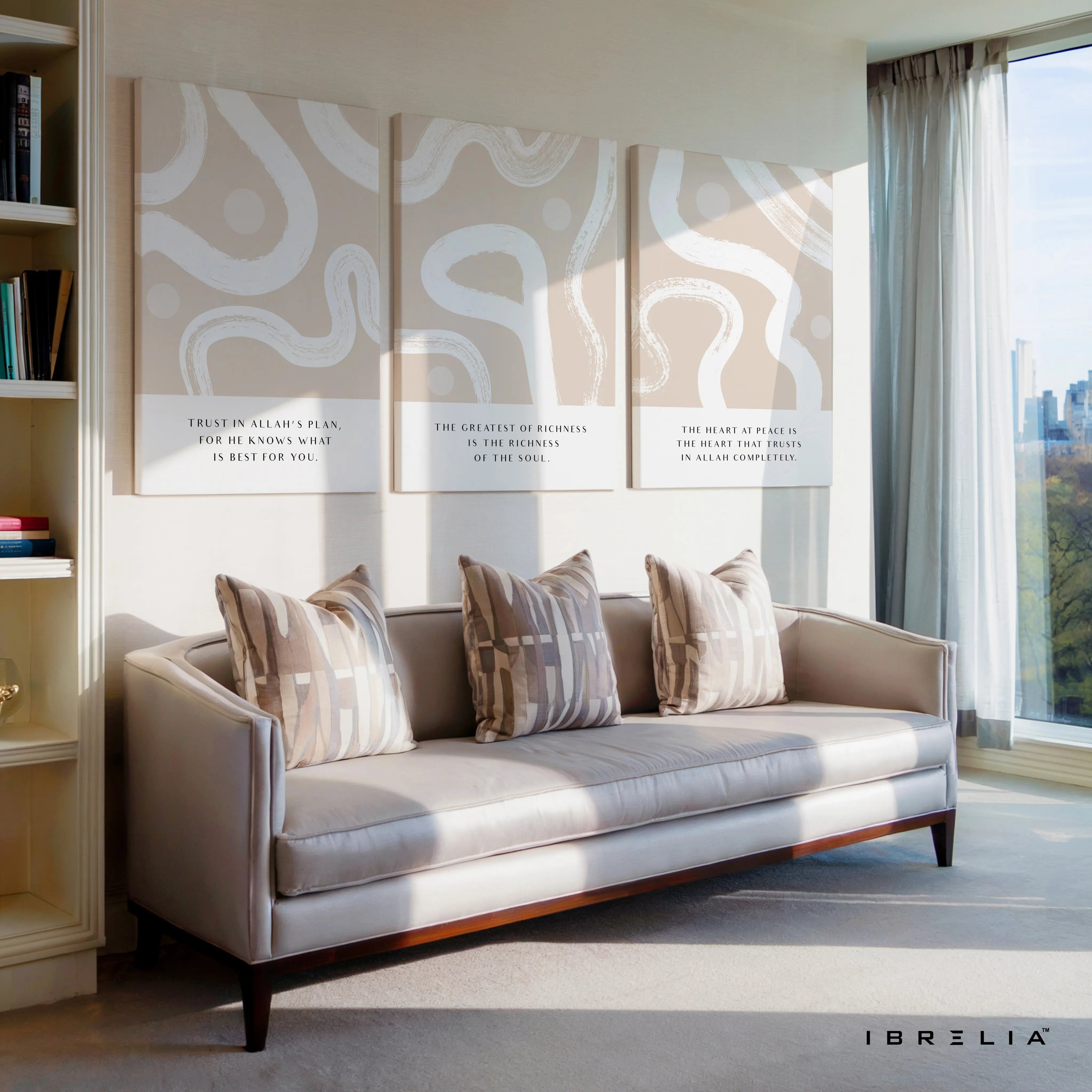 Trust in Allah Minimalist Islamic Quote 3 Panel 4K Ultra HD Wall Art in Pakistan | IBRELIA™ IBRELIA