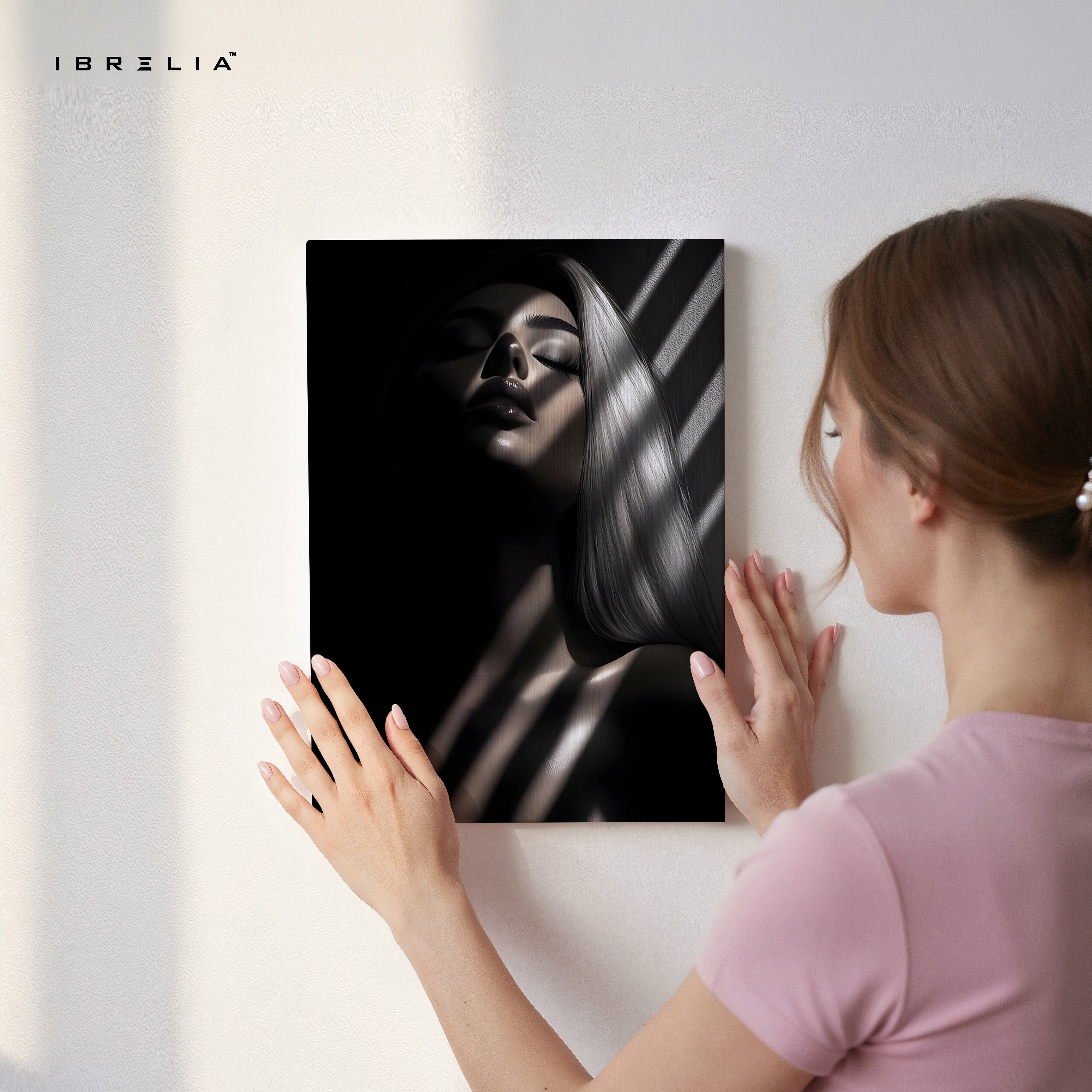 Shadowlight Siren – Dark Feminine Noir Portrait Art | 4K Ultra Wrap Frame Wall Art in Pakistan | IBRELIA™ IBRELIA