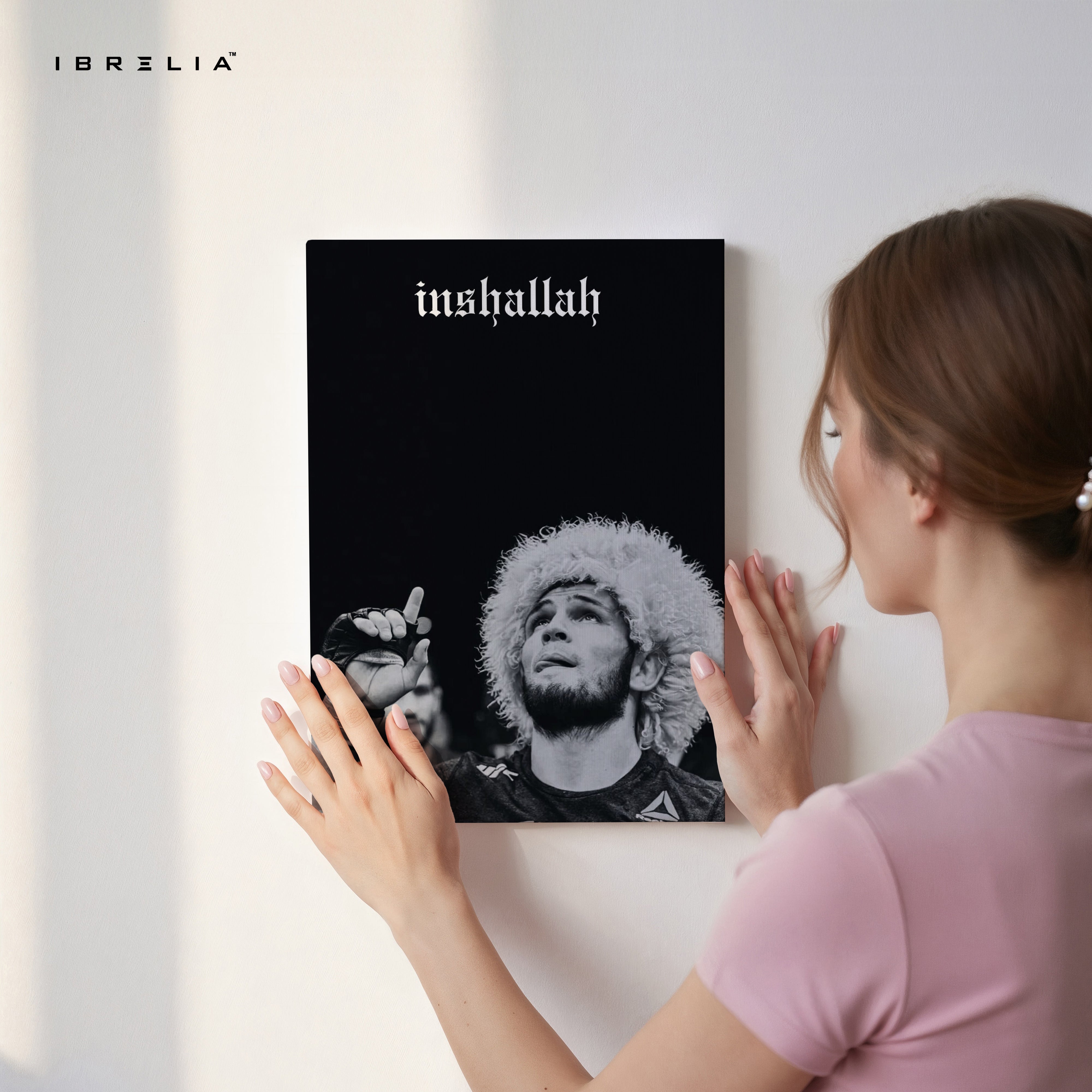 Inshallah Champion Moment – Khabib Nurmagomedov Tribute Art | 4K Ultra Wrap Frame Wall Art in Pakistan | IBRELIA™ IBRELIA