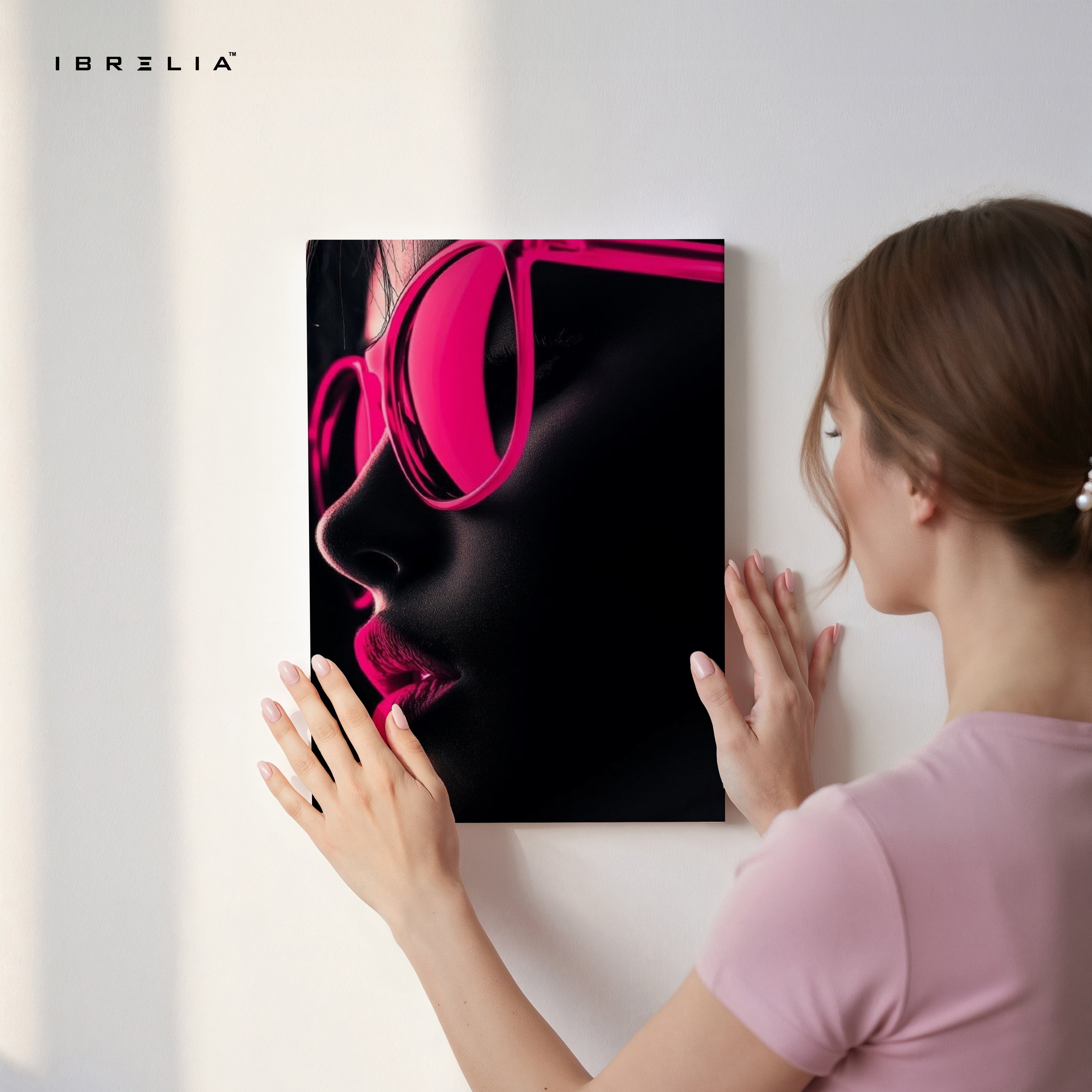 Neon Pink Silence – Minimal Fashion Portrait Art | 4K Ultra Wrap Frame Wall Art in Pakistan | IBRELIA™