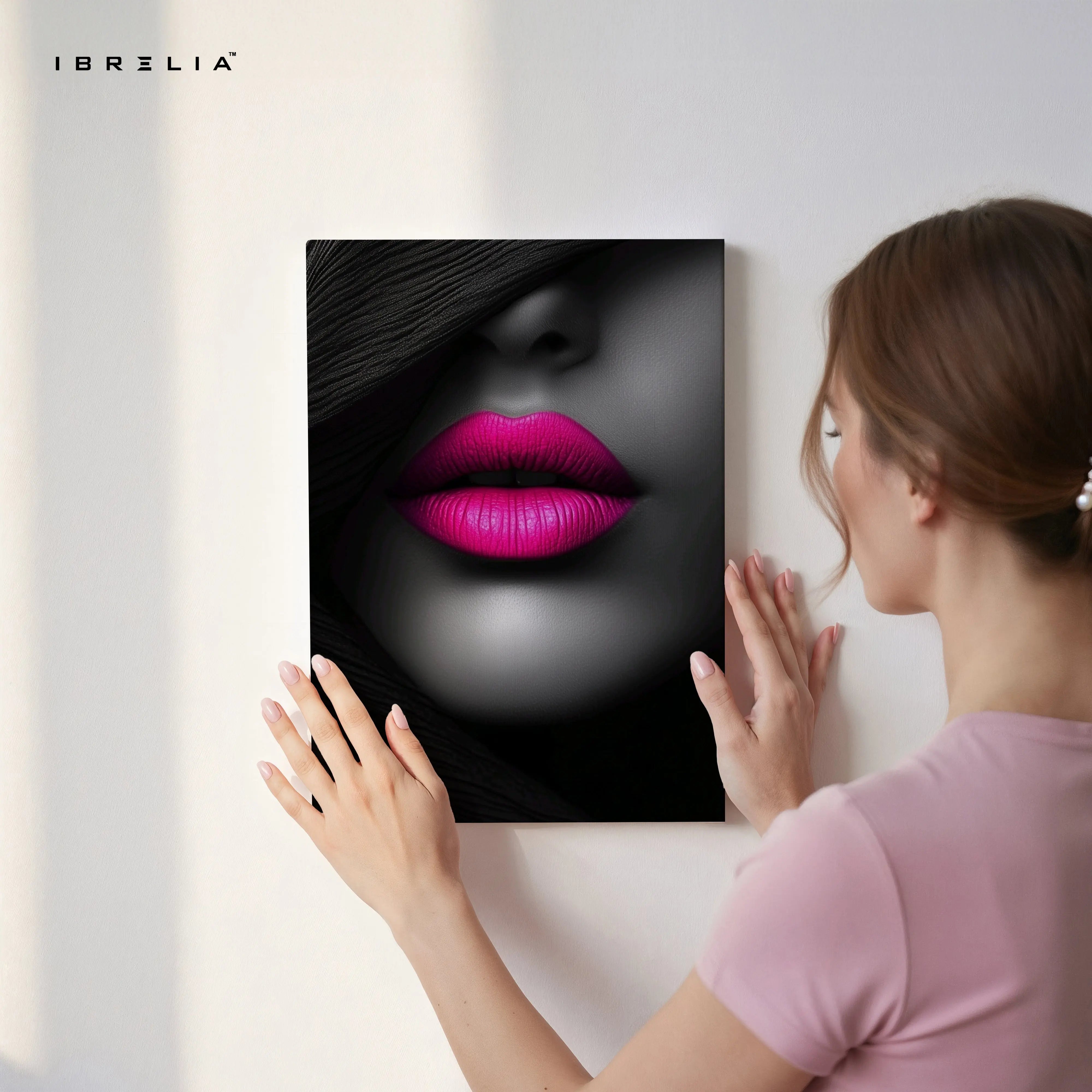 Midnight Pink Lips Art – 4K Ultra Wrap Frame Wall Art in Pakistan | IBRELIA™ IBRELIA