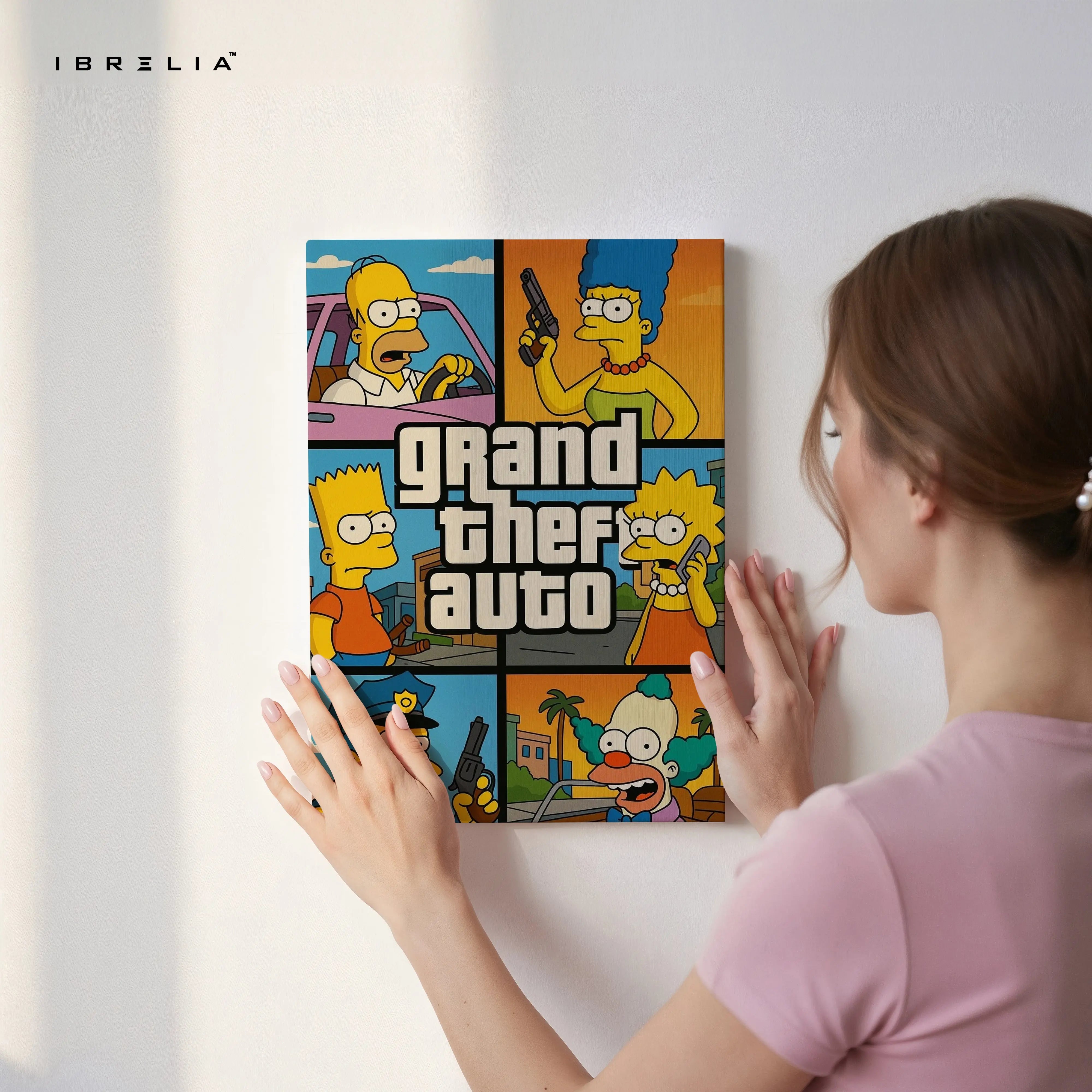 Grand Theft Springfield Pop Art – 4K Ultra Wrap Frame Wall Art in Pakistan | IBRELIA™ IBRELIA