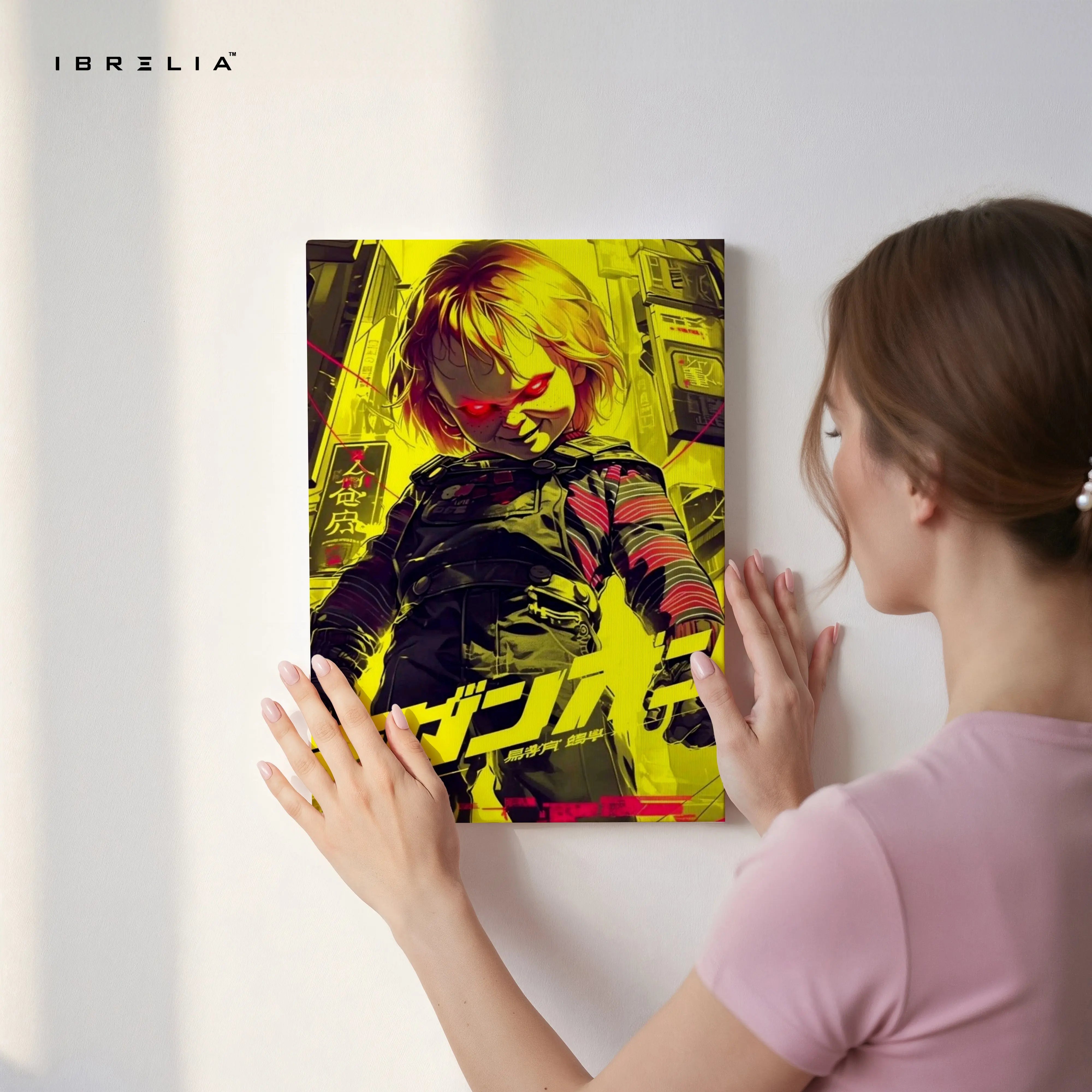 Cyberpunk Chucky Art – Neon Horror 4K Ultra Wrap Frame Wall Art in Pakistan | IBRELIA™ IBRELIA
