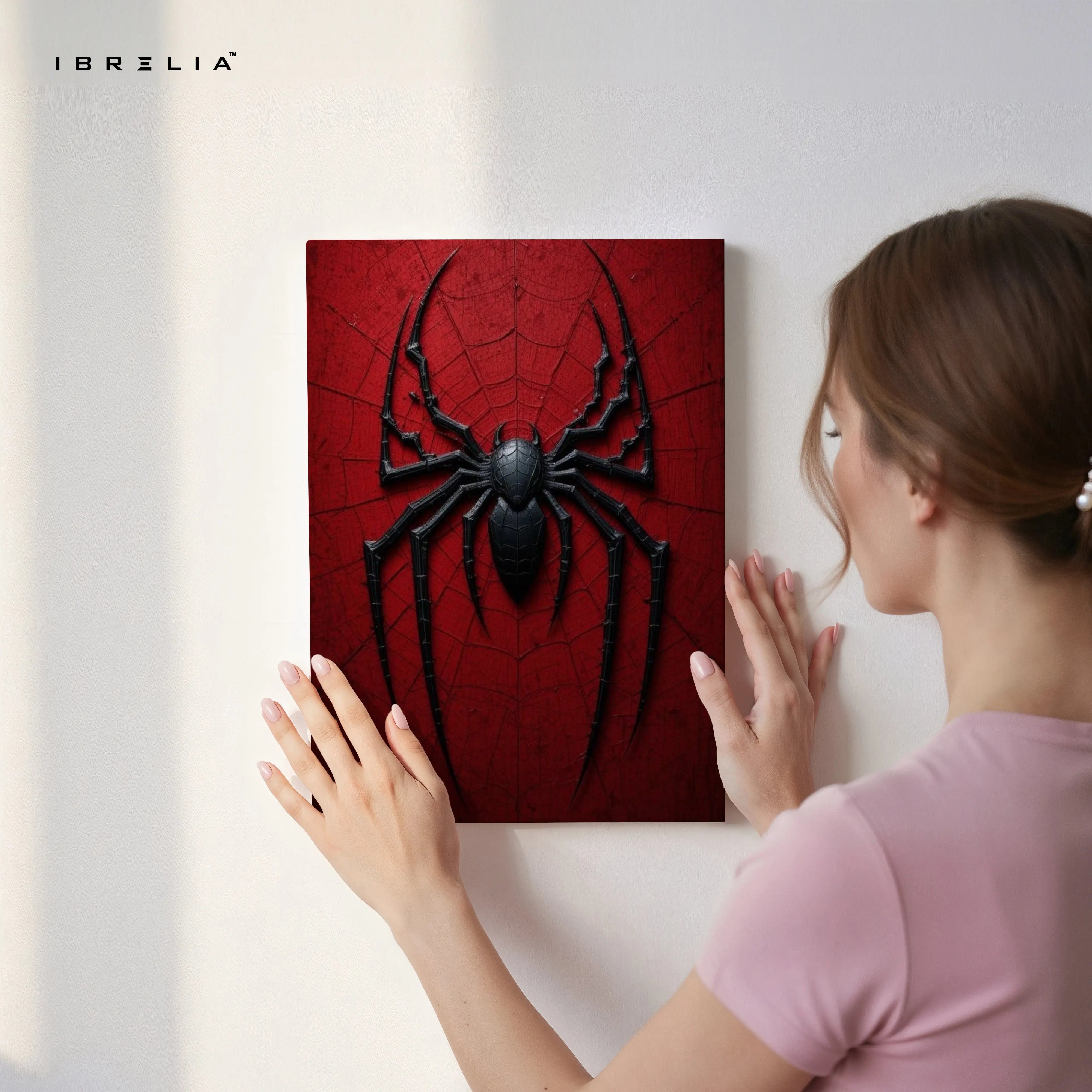 Crimson Arachnid Emblem Art – 4K Ultra Wrap Frame Wall Art in Pakistan | IBRELIA™ IBRELIA