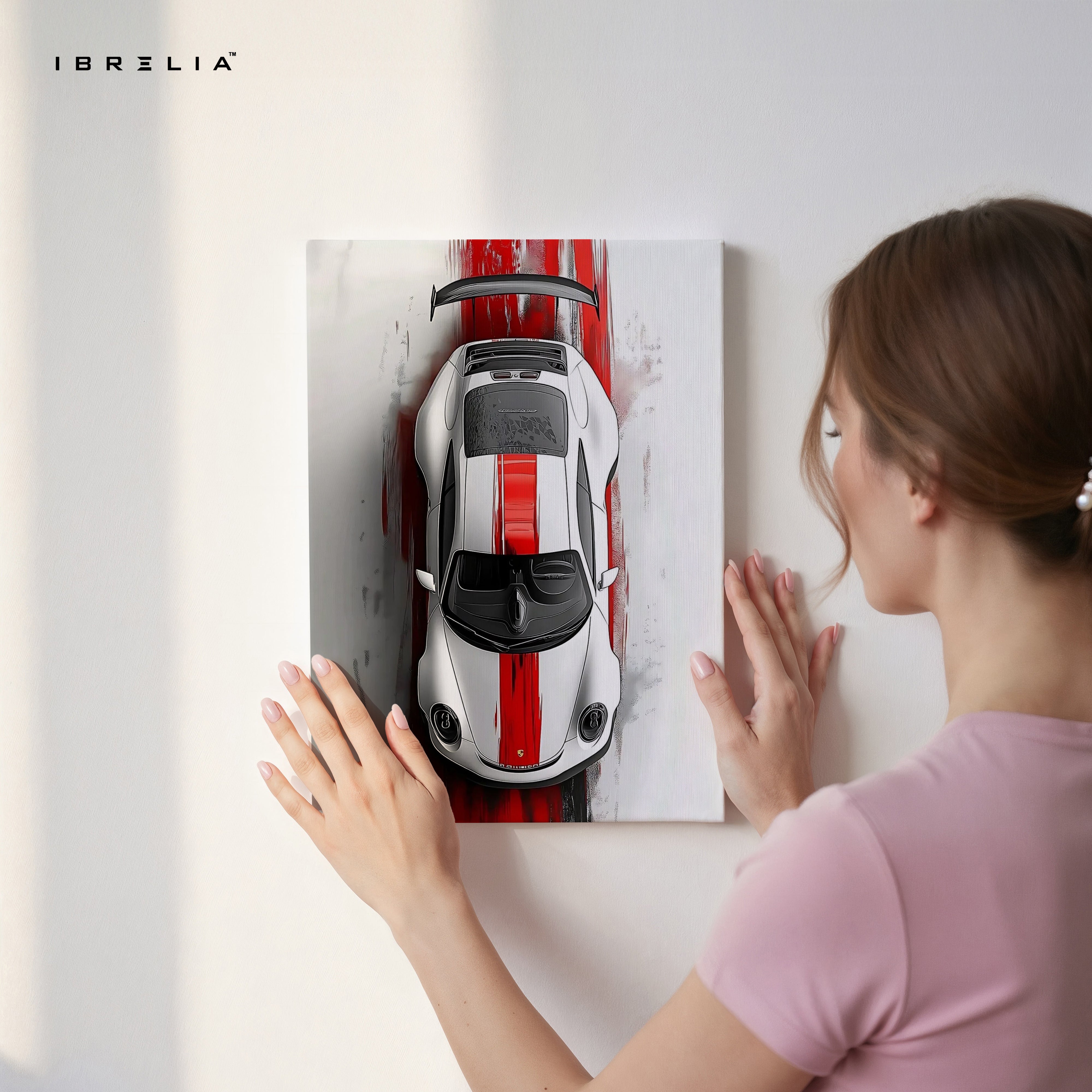 Precision Velocity – Top View Supercar Racing Art | 4K Ultra Wrap Frame Wall Art in Pakistan | IBRELIA™ IBRELIA