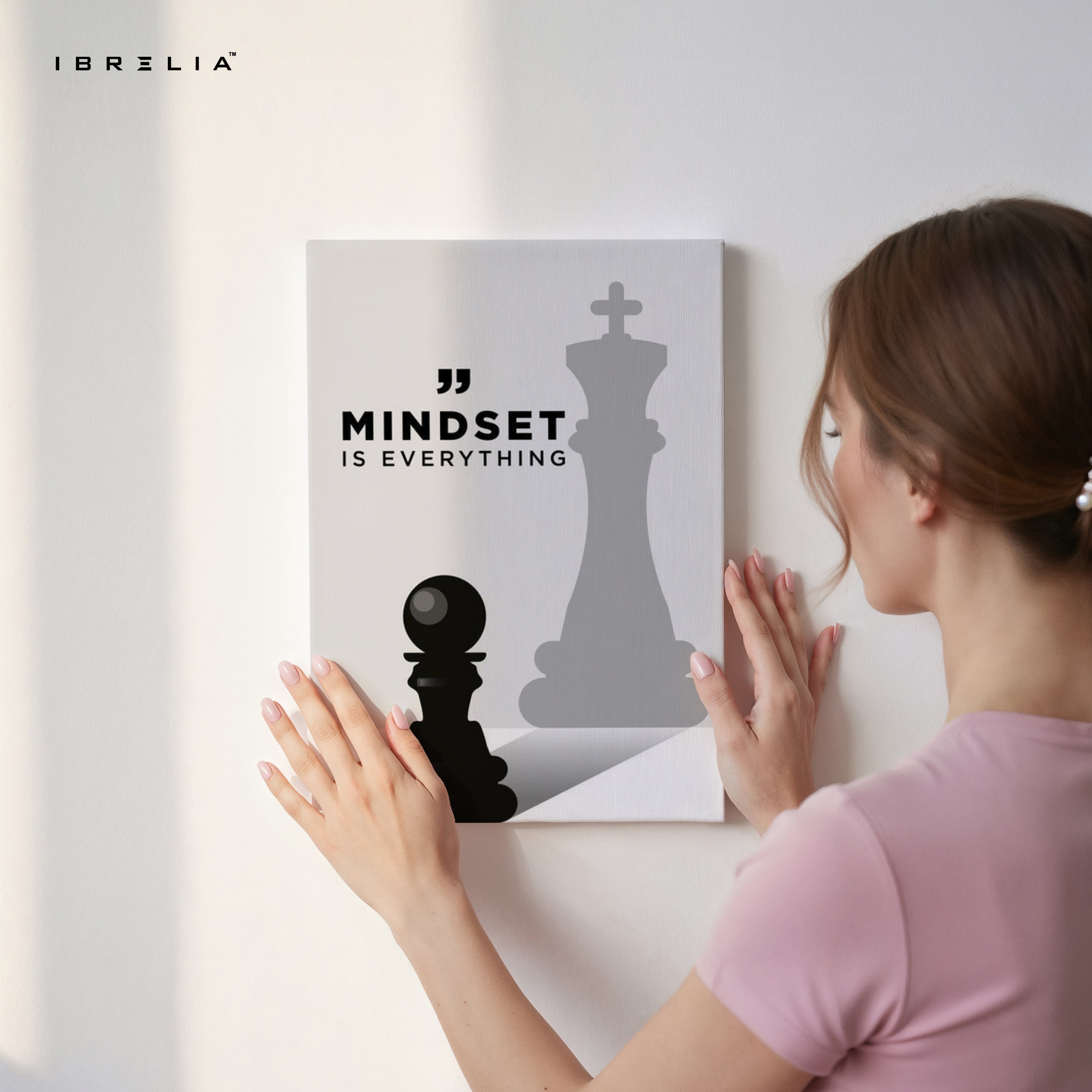 Mindset Is Everything – Minimal Motivational Chess Art | 4K Ultra Wrap Frame Wall Art in Pakistan | IBRELIA™