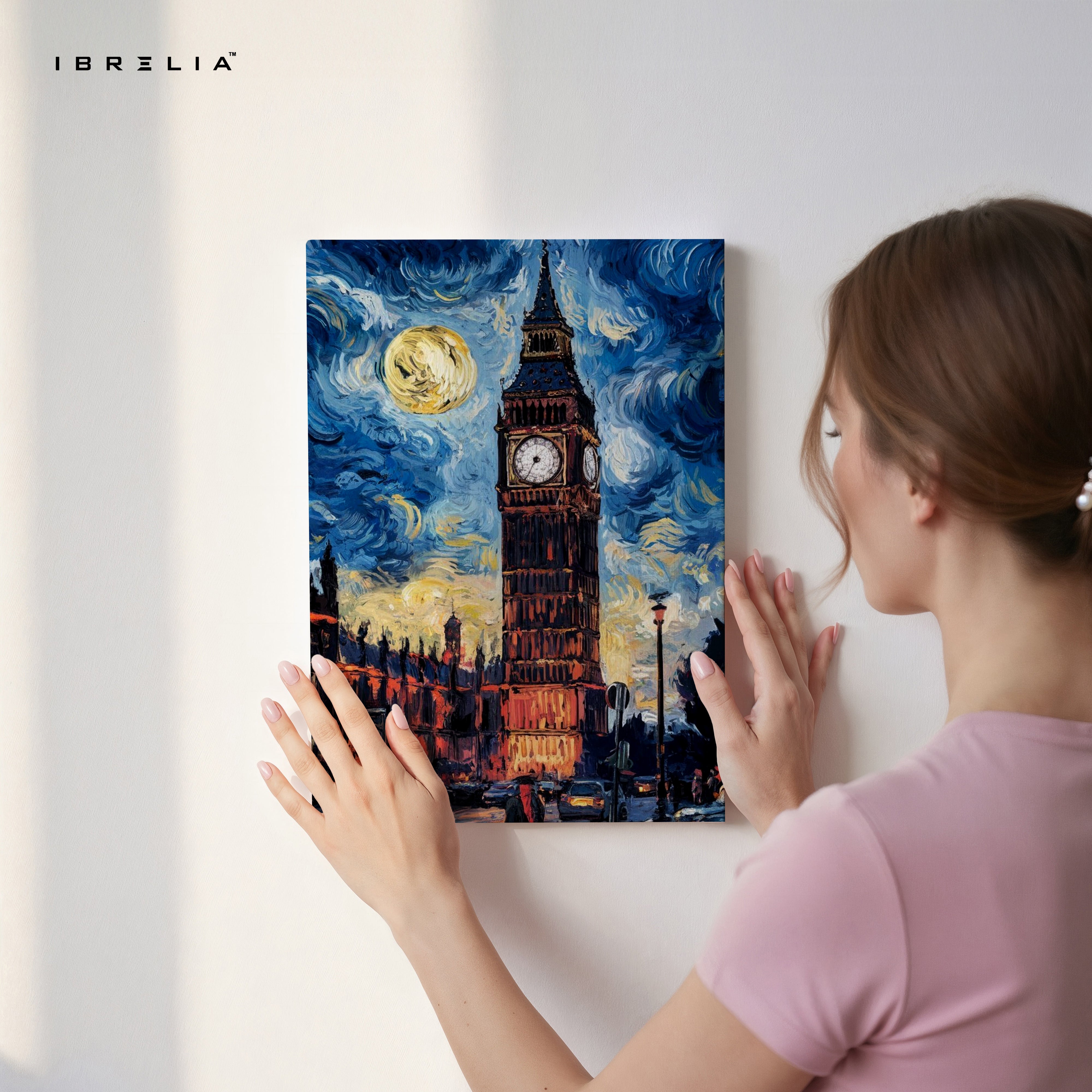 Big Ben Starry Noir Art – London Night Cityscape Wall Art | 4K Ultra Wrap Frame Wall Art in Pakistan | IBRELIA™