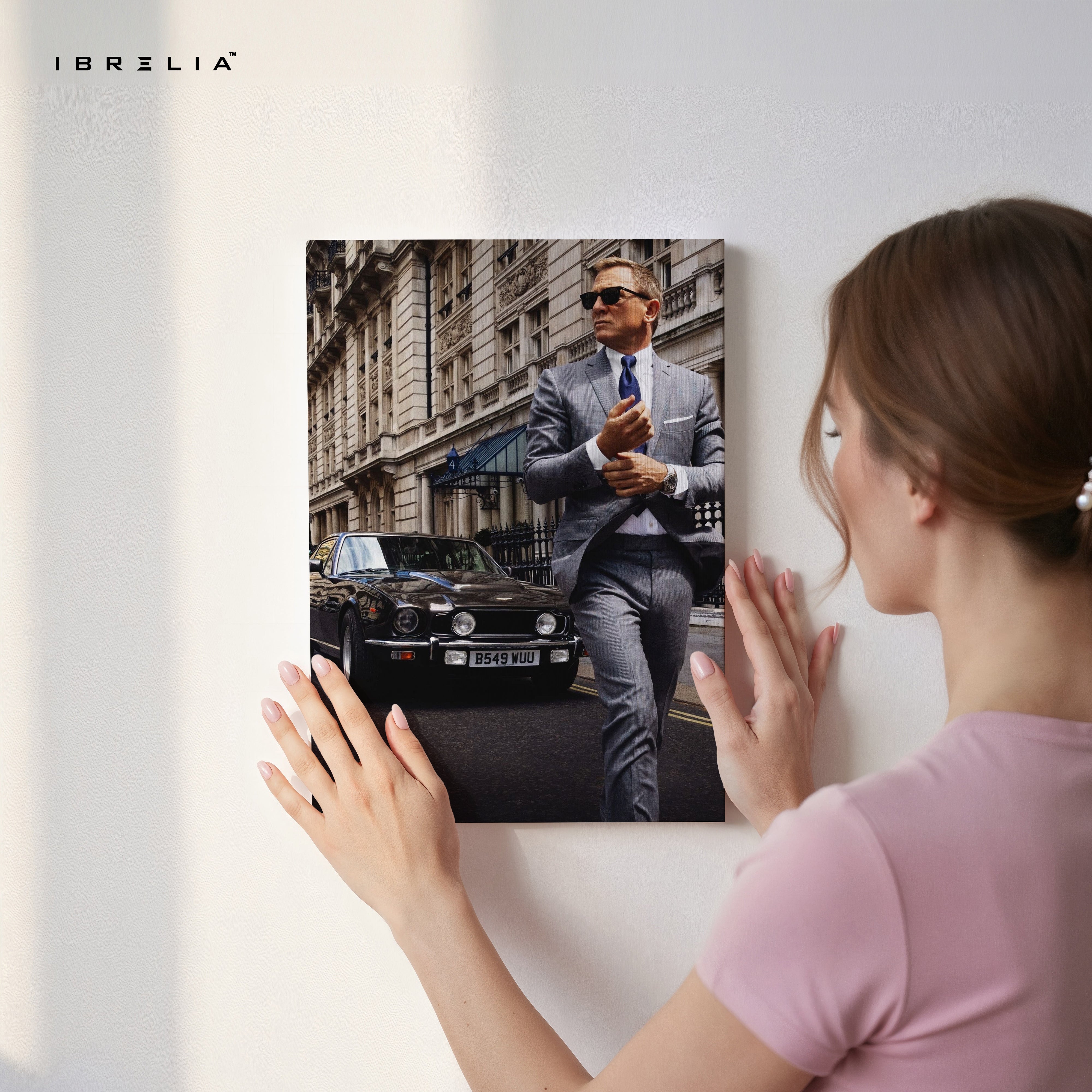 James Bond Street Elegance – 007 Suit & Aston Martin Cinematic 4K Ultra Wrap Frame Wall Art in Pakistan | IBRELIA™ IBRELIA