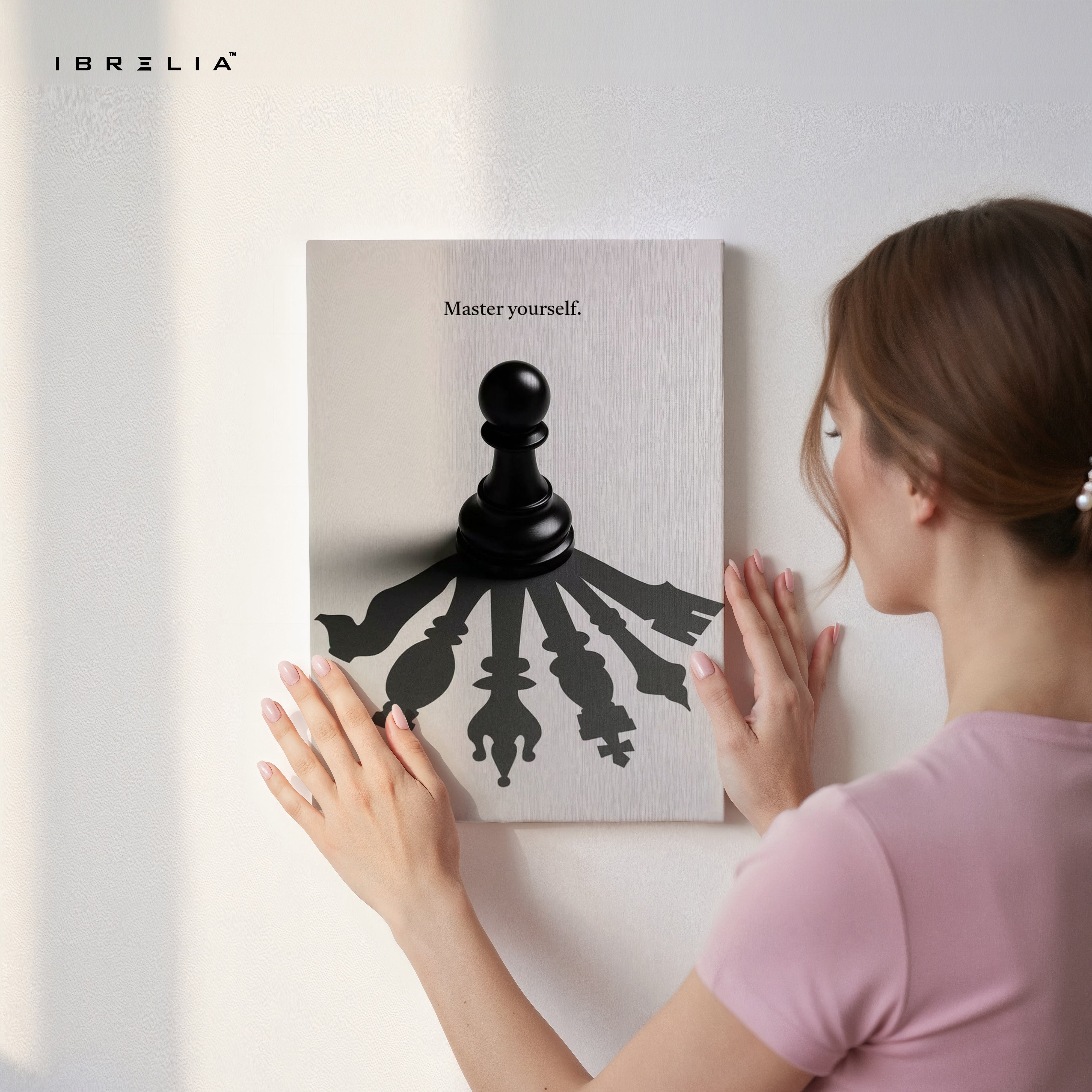 Master Yourself – Minimal Chess Philosophy Art | 4K Ultra Wrap Frame Wall Art in Pakistan | IBRELIA™