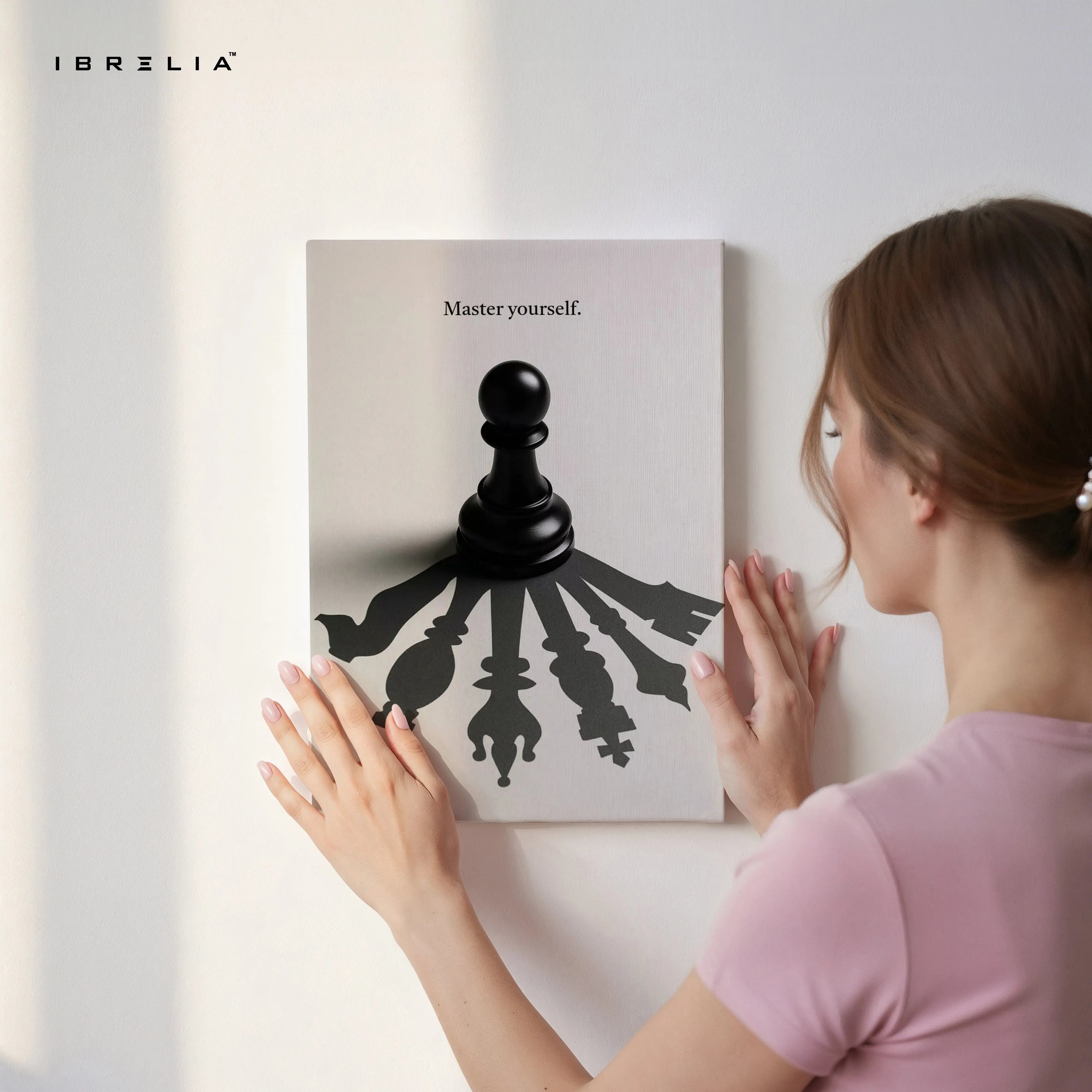 Master Yourself – Minimal Chess Philosophy Art | 4K Ultra Wrap Frame Wall Art in Pakistan | IBRELIA™ IBRELIA
