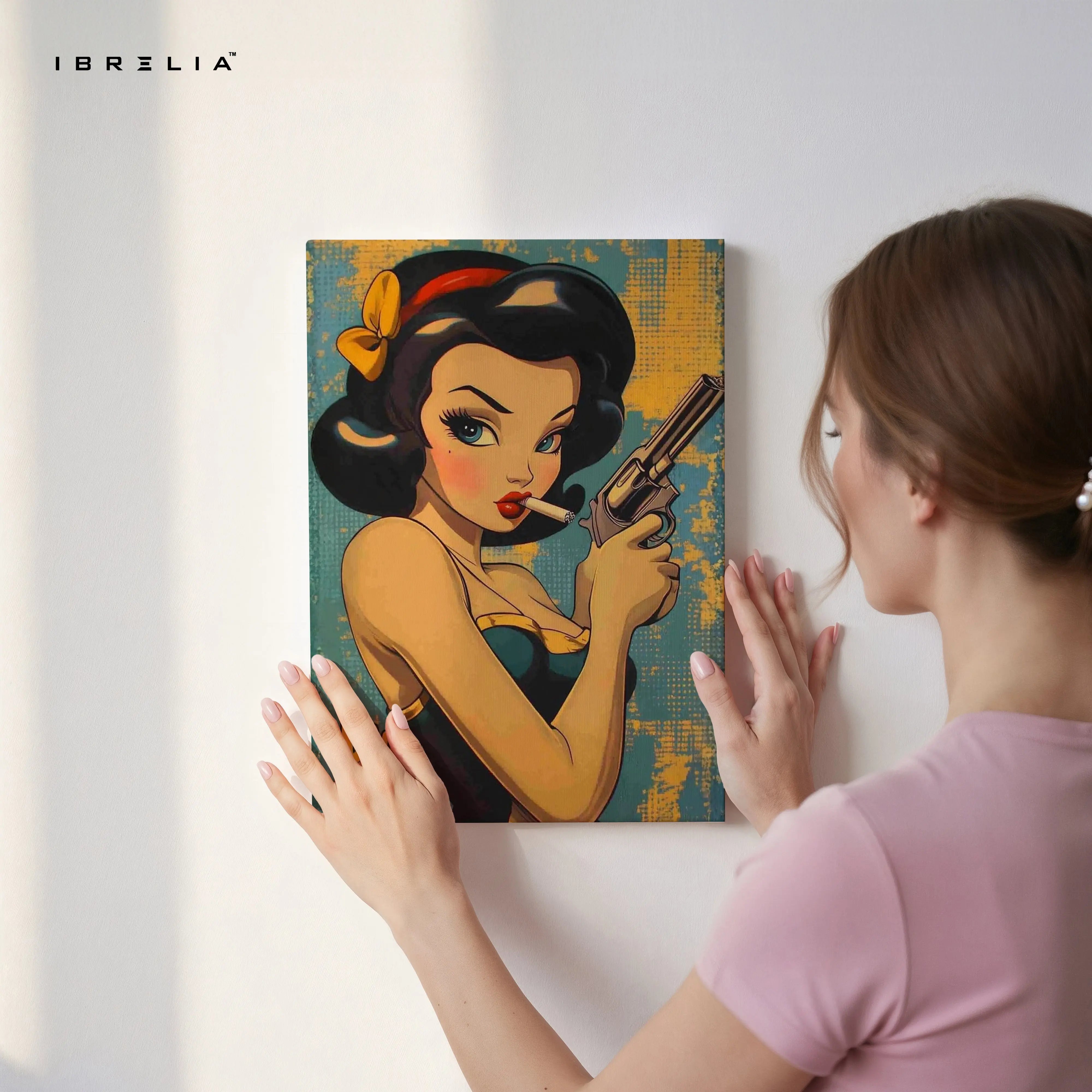 Bad Mood Pin-Up Noir – Vintage Femme Fatale Pop Art | 4K Ultra Wrap Frame Wall Art in Pakistan | IBRELIA™ IBRELIA