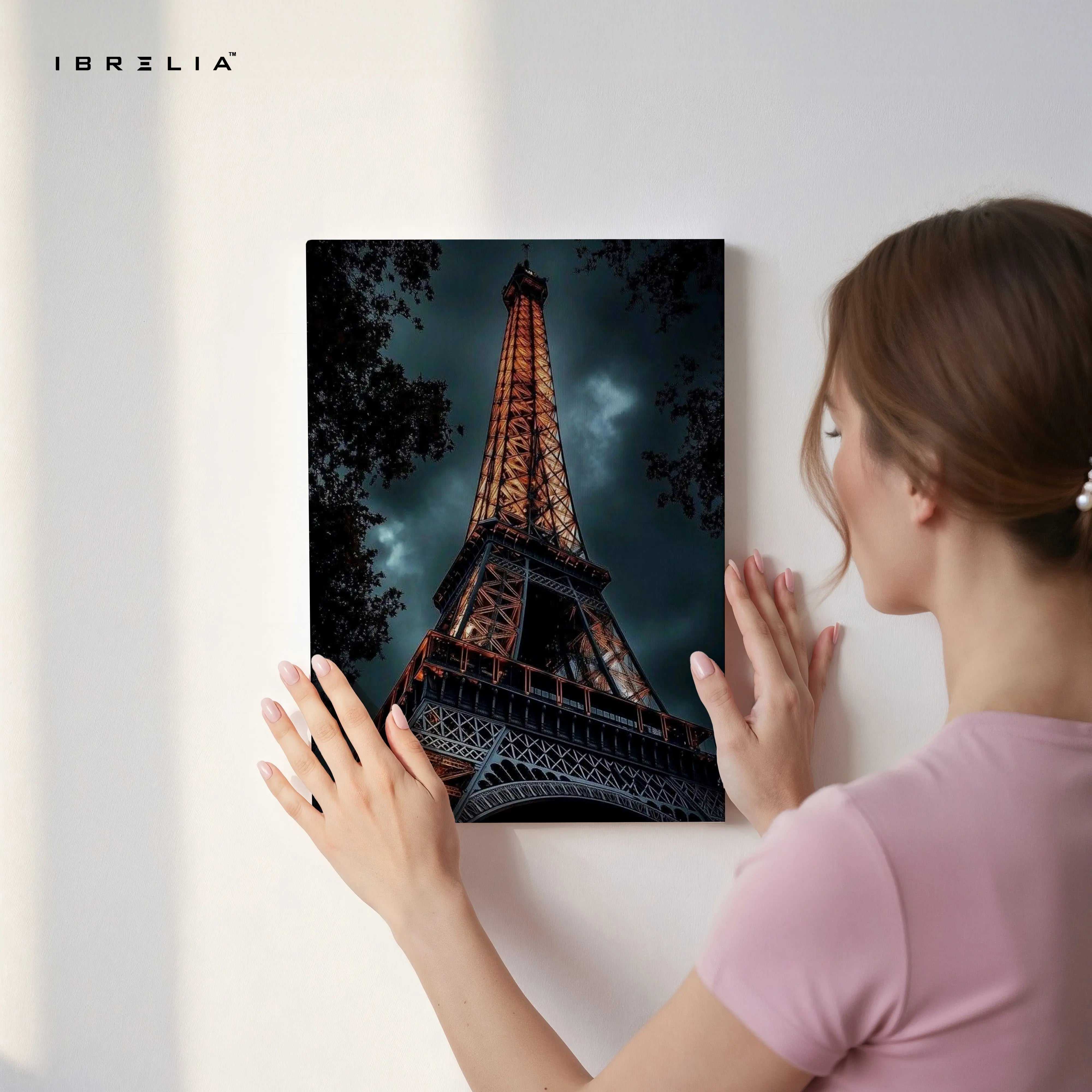Eiffel Tower Noir Art – Dark Cinematic Paris Cityscape Wall Art | 4K Ultra Wrap Frame Wall Art in Pakistan | IBRELIA™ IBRELIA
