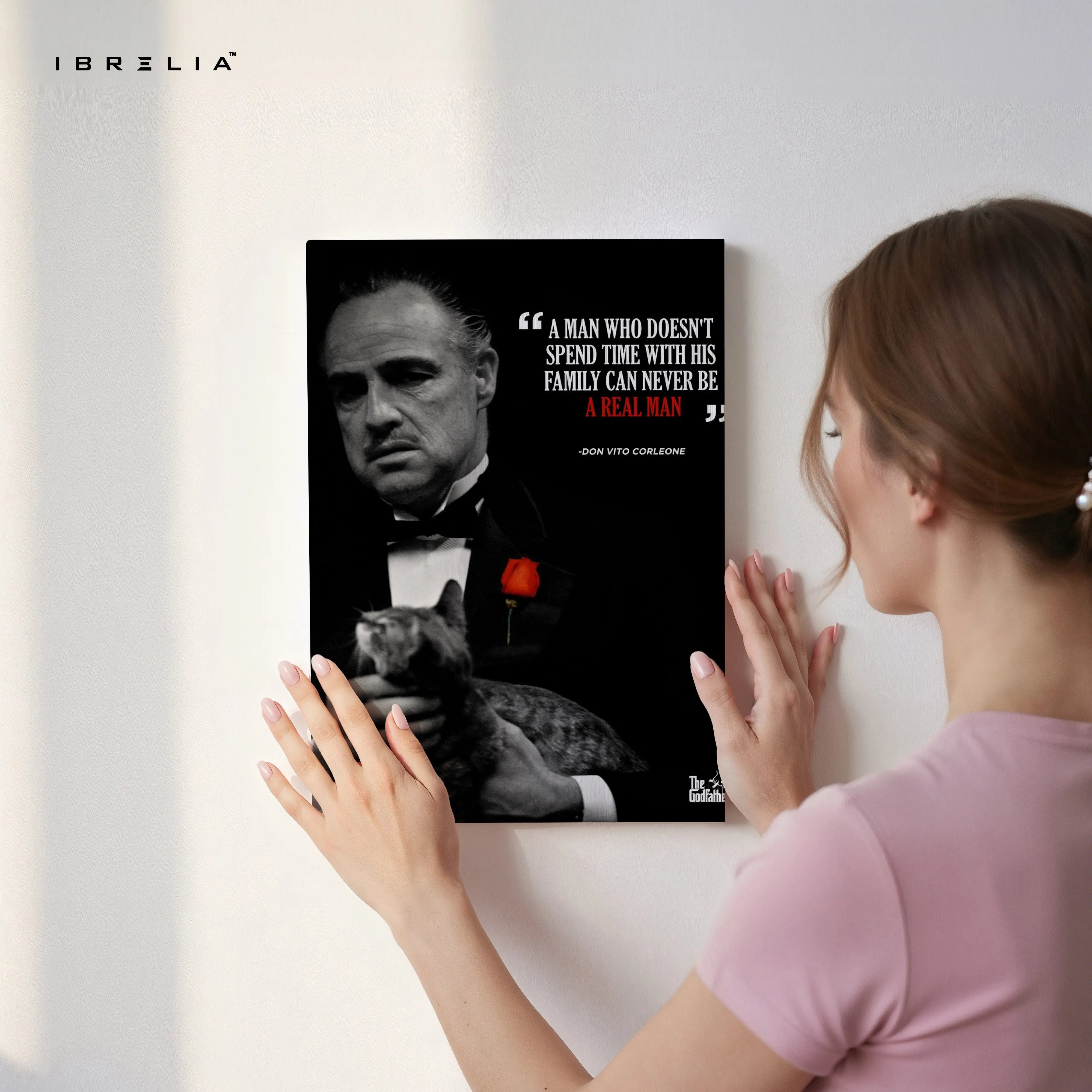 A Real Man Values Family – Don Vito Corleone Quote Art | 4K Ultra Wrap Frame Wall Art in Pakistan | IBRELIA™ IBRELIA