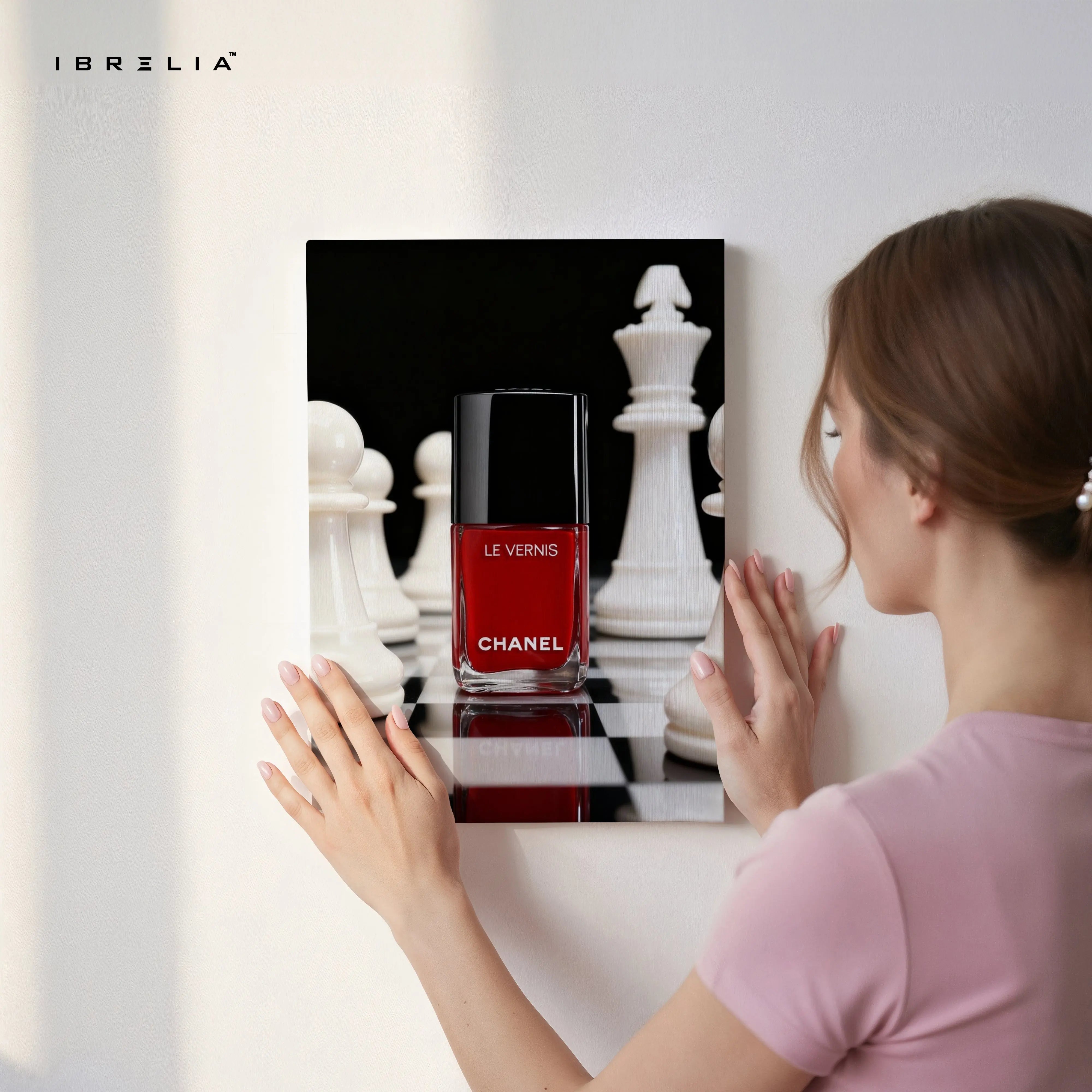 Red Nail Polish Power Chess Art – 4K Ultra Wrap Frame Wall Art in Pakistan | IBRELIA™ IBRELIA