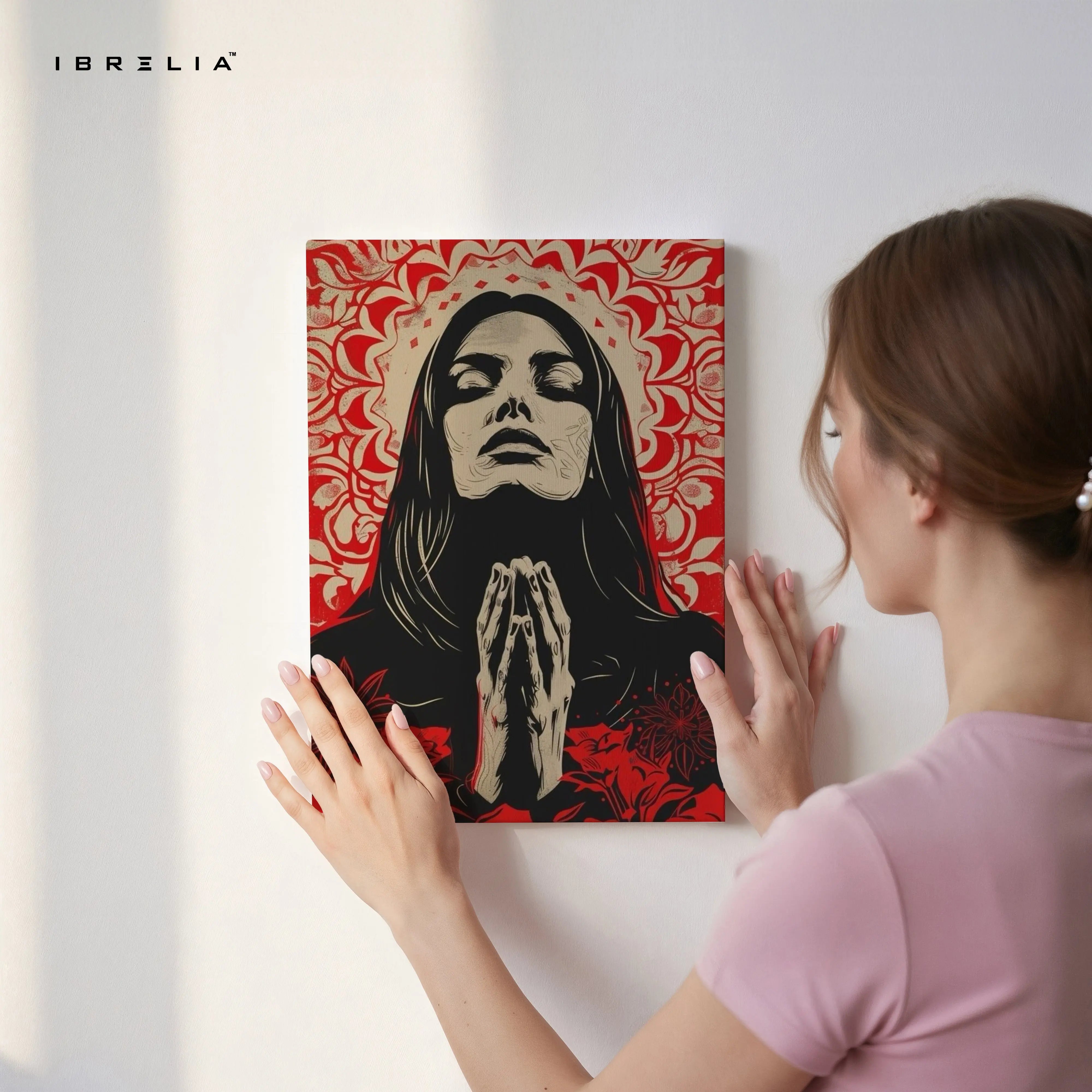 Sacred Prayer Woman Art – 4K Ultra Wrap Frame Wall Art in Pakistan | IBRELIA™ IBRELIA