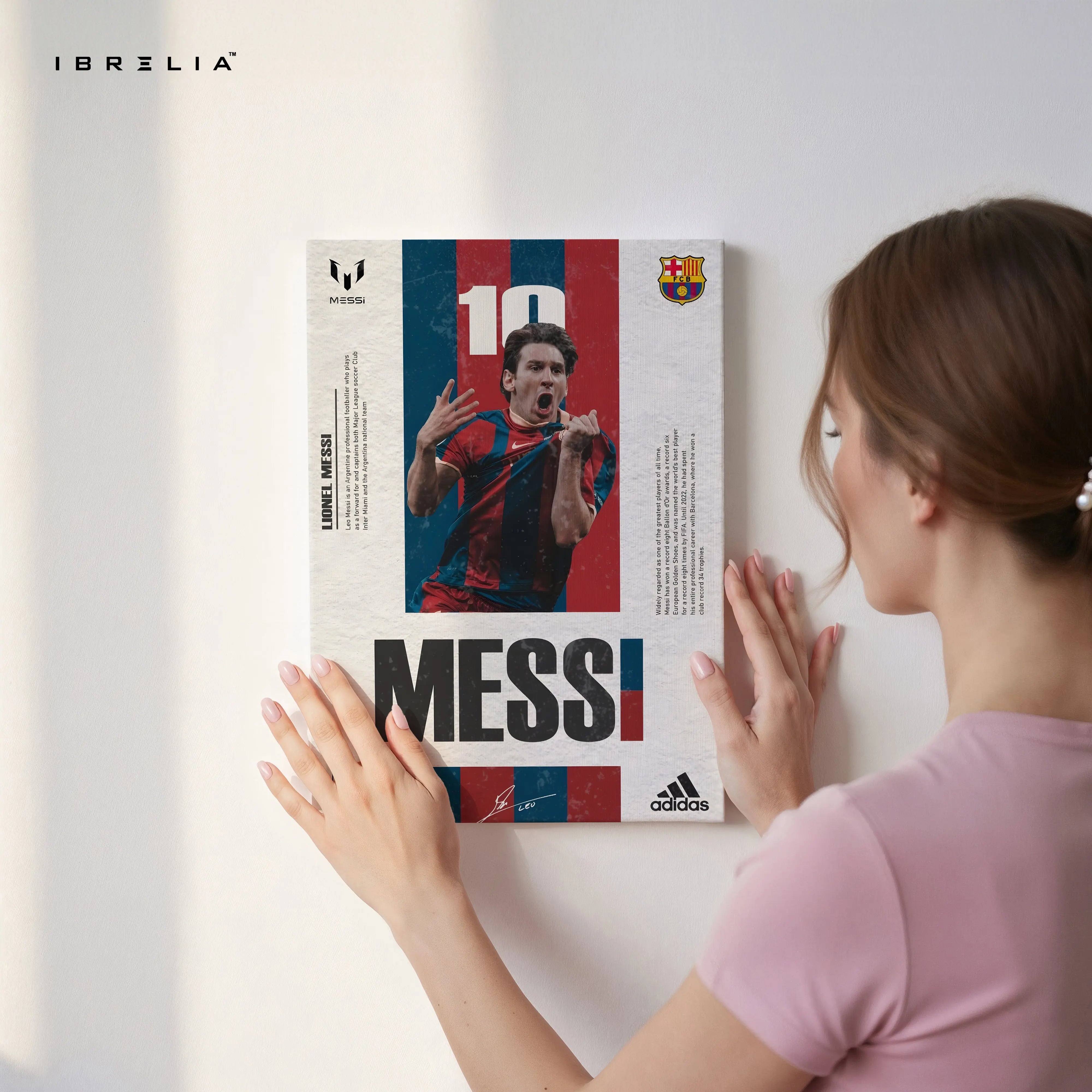 Lionel Messi FC Barcelona Iconic No.10 Poster Art – 4K Ultra Wrap Frame Wall Art in Pakistan | IBRELIA™ IBRELIA