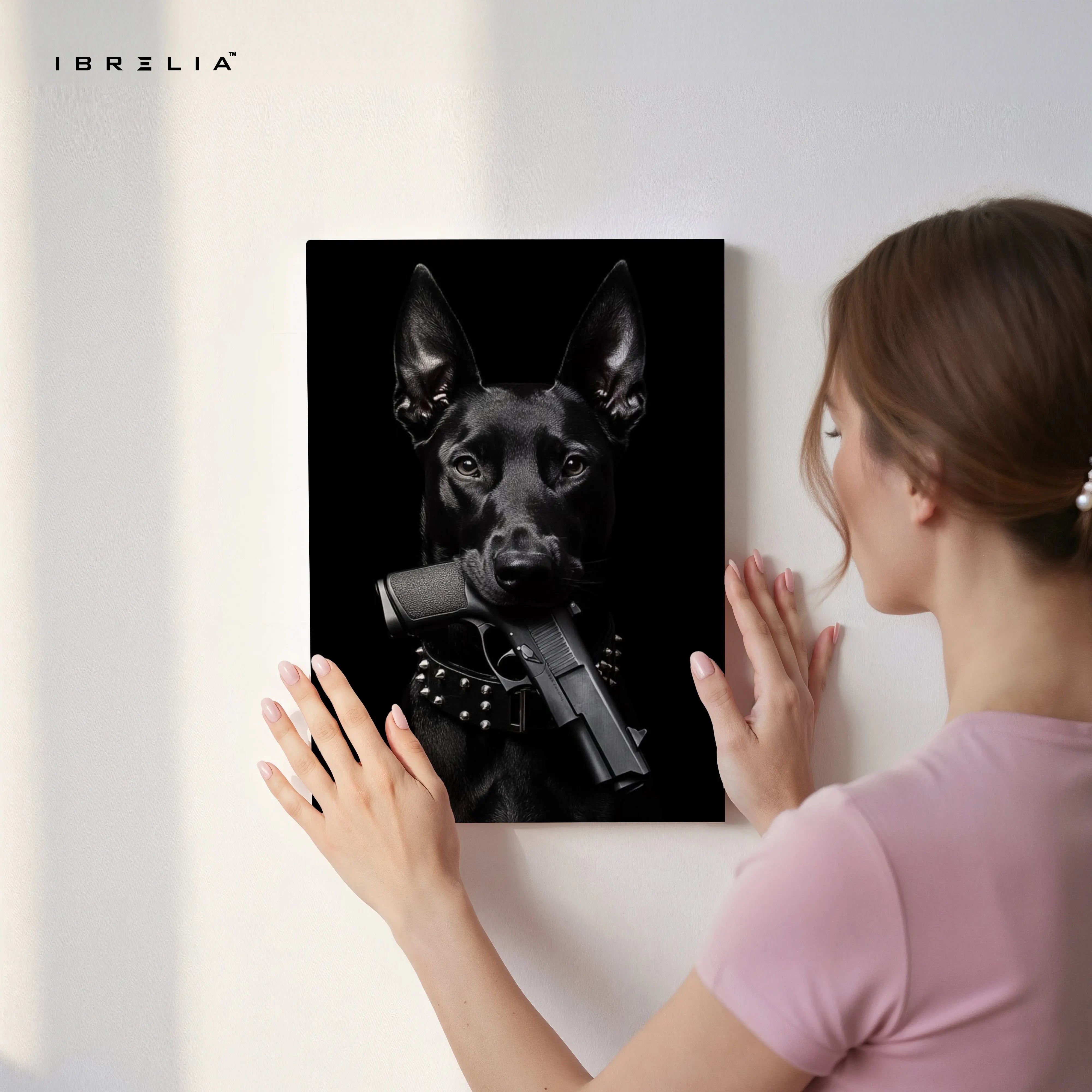 Midnight Guardian – Dark Canine Portrait 4K Ultra Wrap Frame Wall Art in Pakistan | IBRELIA™ IBRELIA