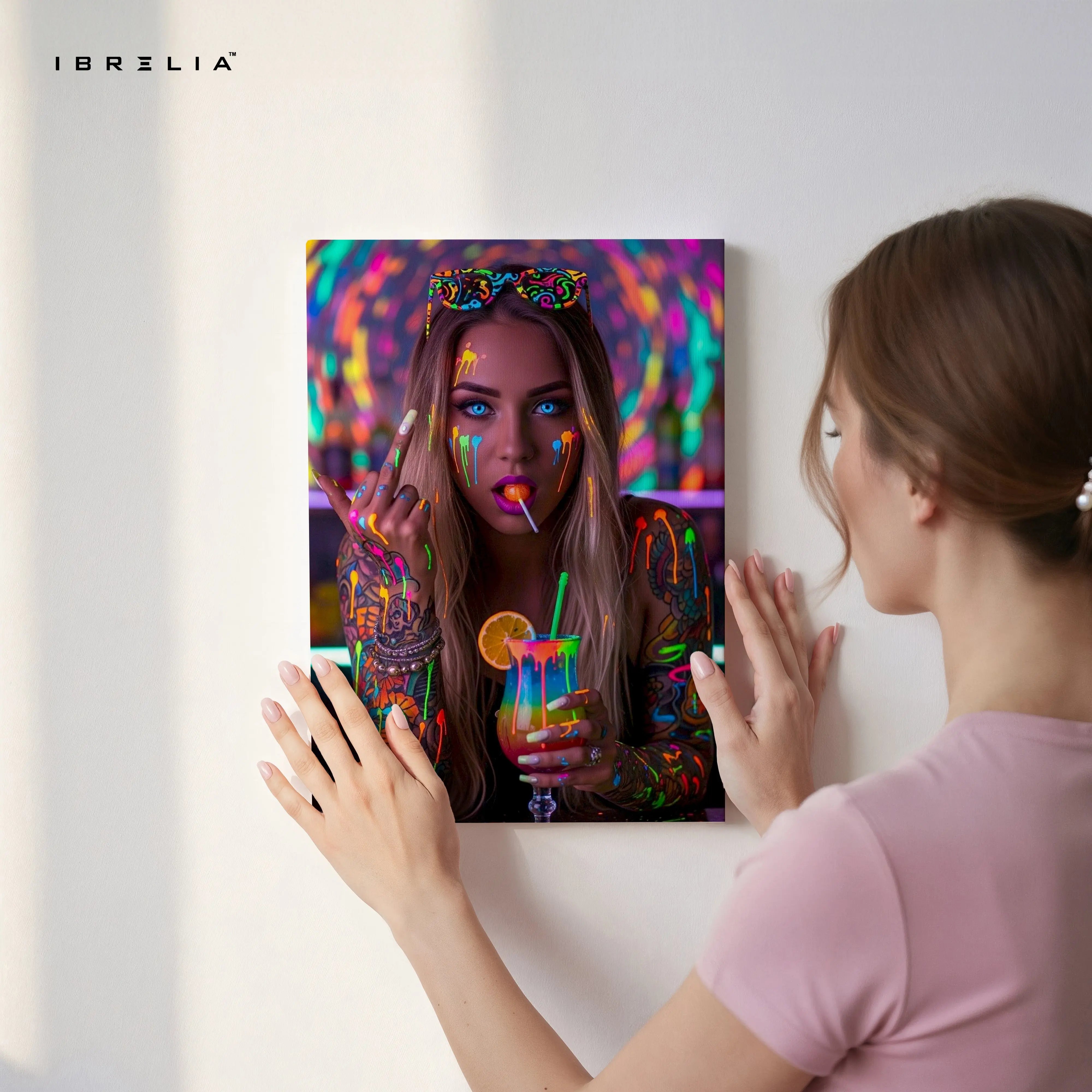 Neon Rebel Street Girl Art – 4K Ultra Wrap Frame Wall Art in Pakistan | IBRELIA™ IBRELIA