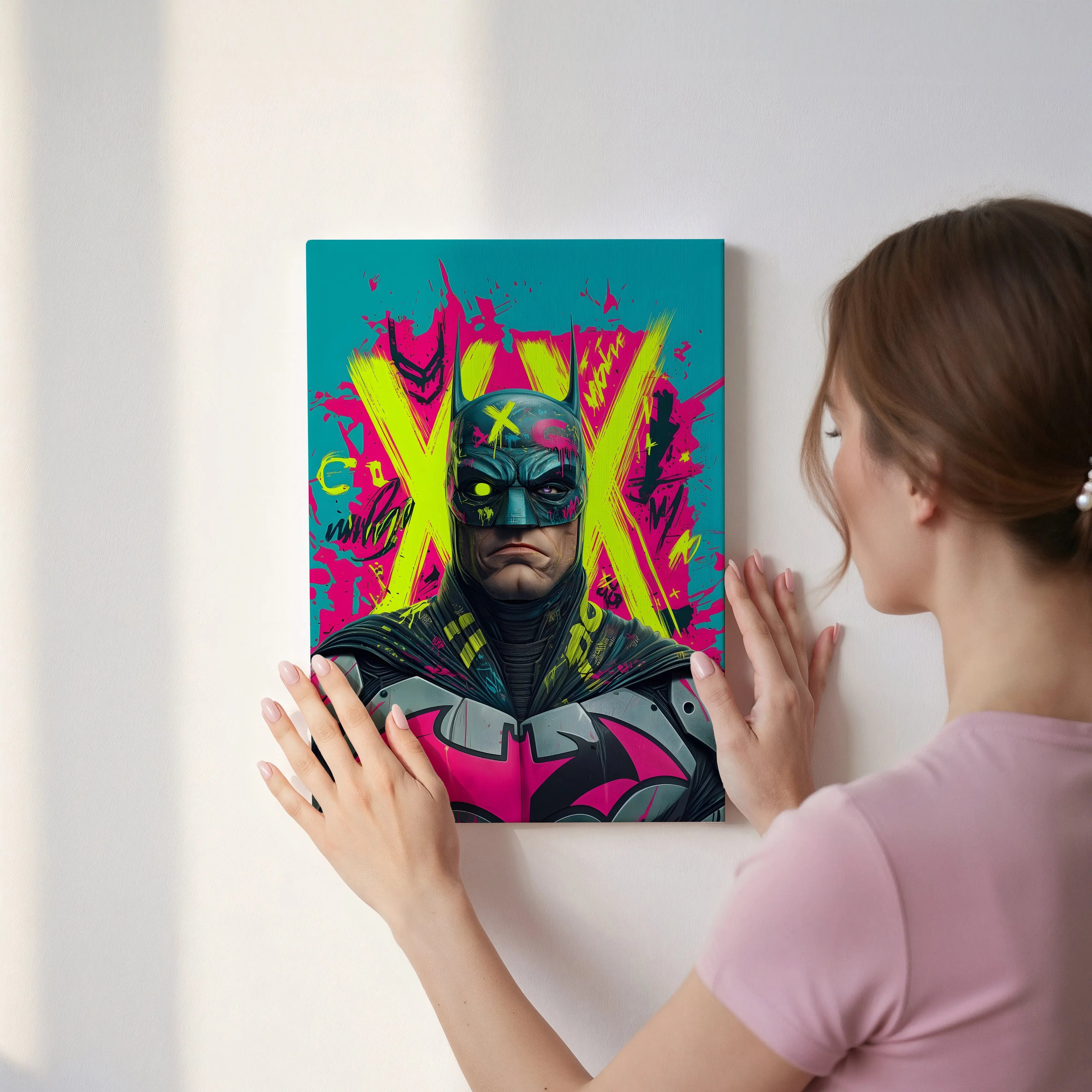 Batman Graffiti Neon Pop Art – 4K Ultra Wrap Frame Wall Art in Pakistan | IBRELIA™ IBRELIA