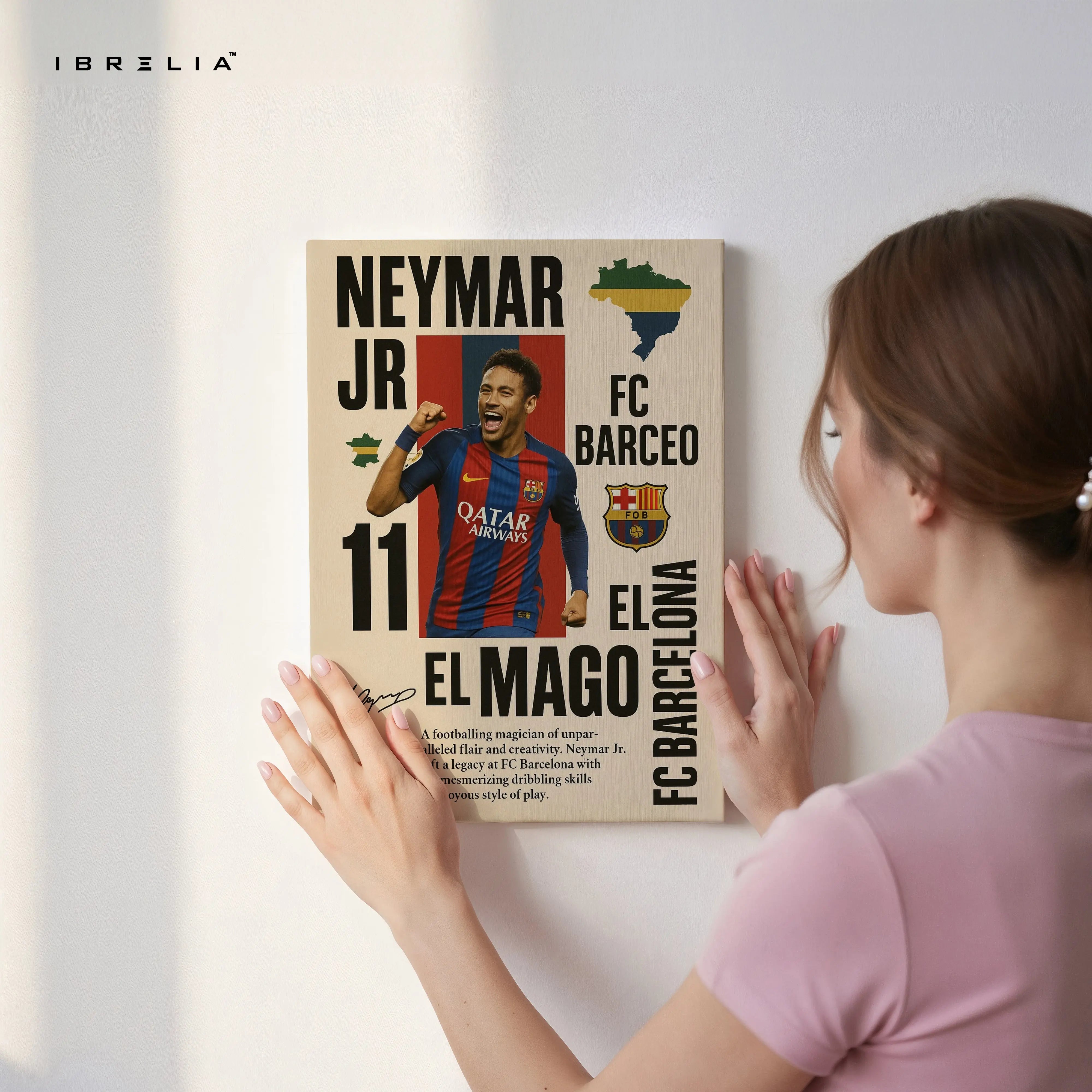 Neymar Jr “El Mago” FC Barcelona Poster Art – 4K Ultra Wrap Frame Wall Art in Pakistan | IBRELIA™ IBRELIA