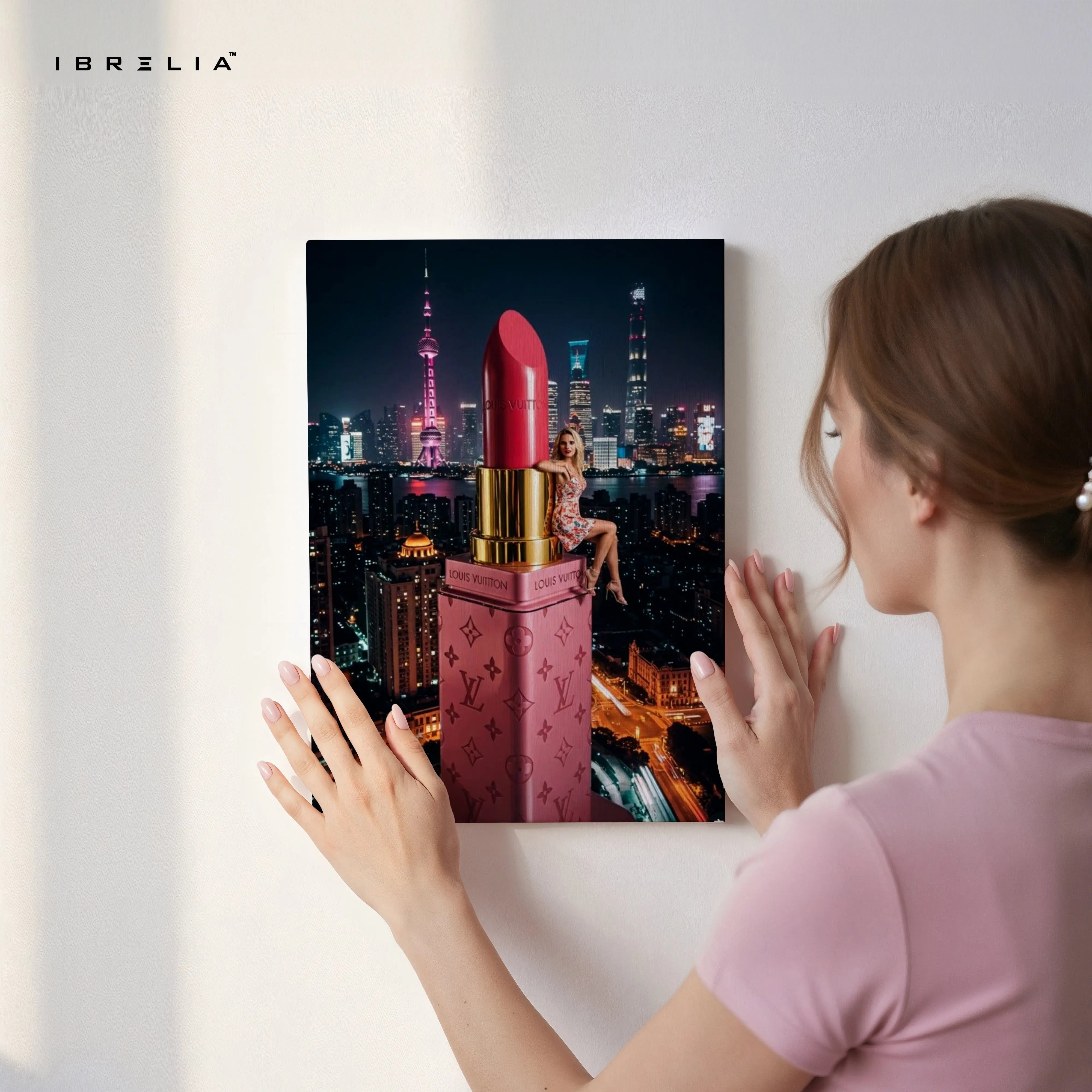 Louis Vuitton Lipstick Skyline Glam Art – 4K Ultra Wrap Frame Wall Art in Pakistan | IBRELIA™ IBRELIA