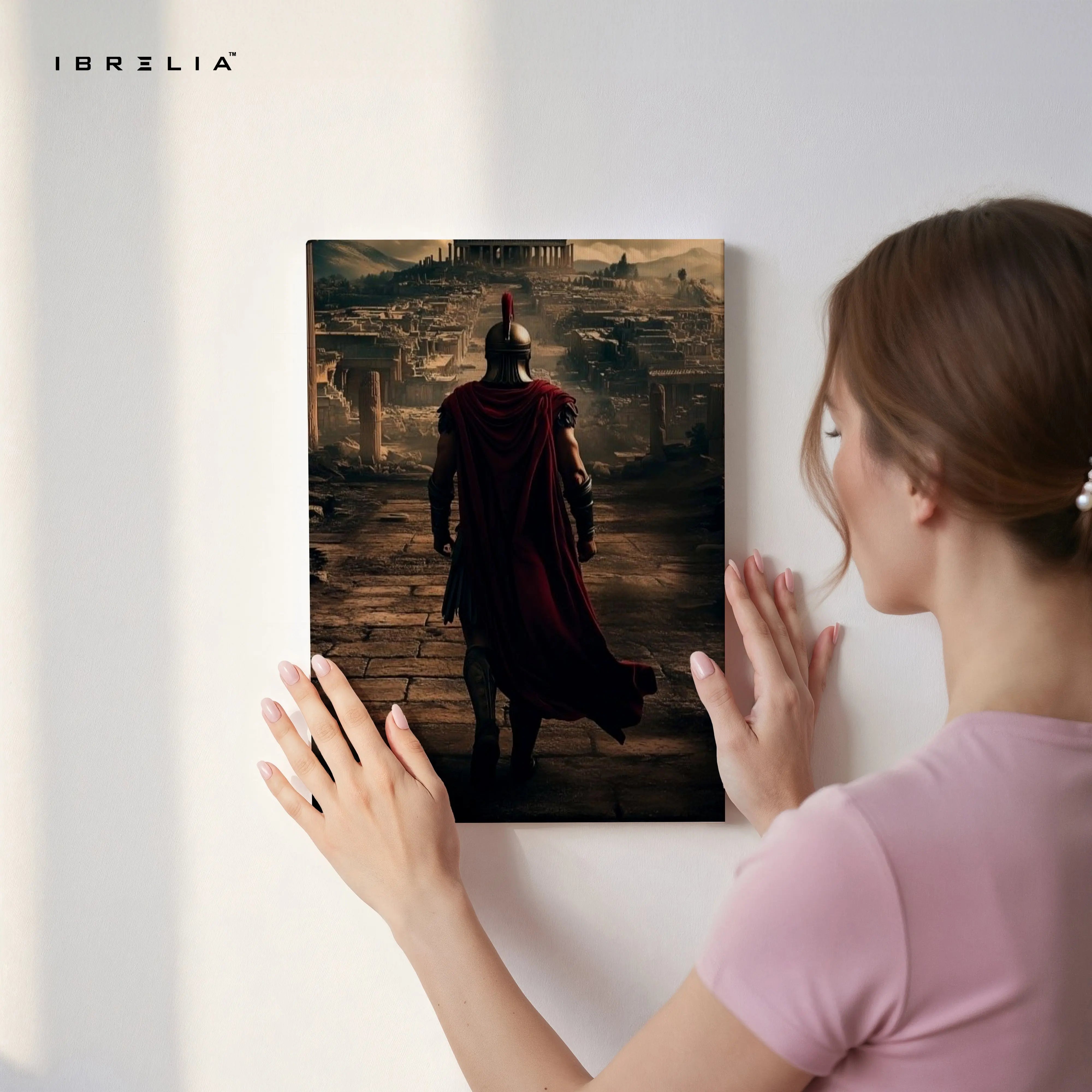 Spartan Ascension Art – Dark Cinematic Roman Warrior Wall Art | 4K Ultra Wrap Frame Wall Art in Pakistan | IBRELIA™ IBRELIA