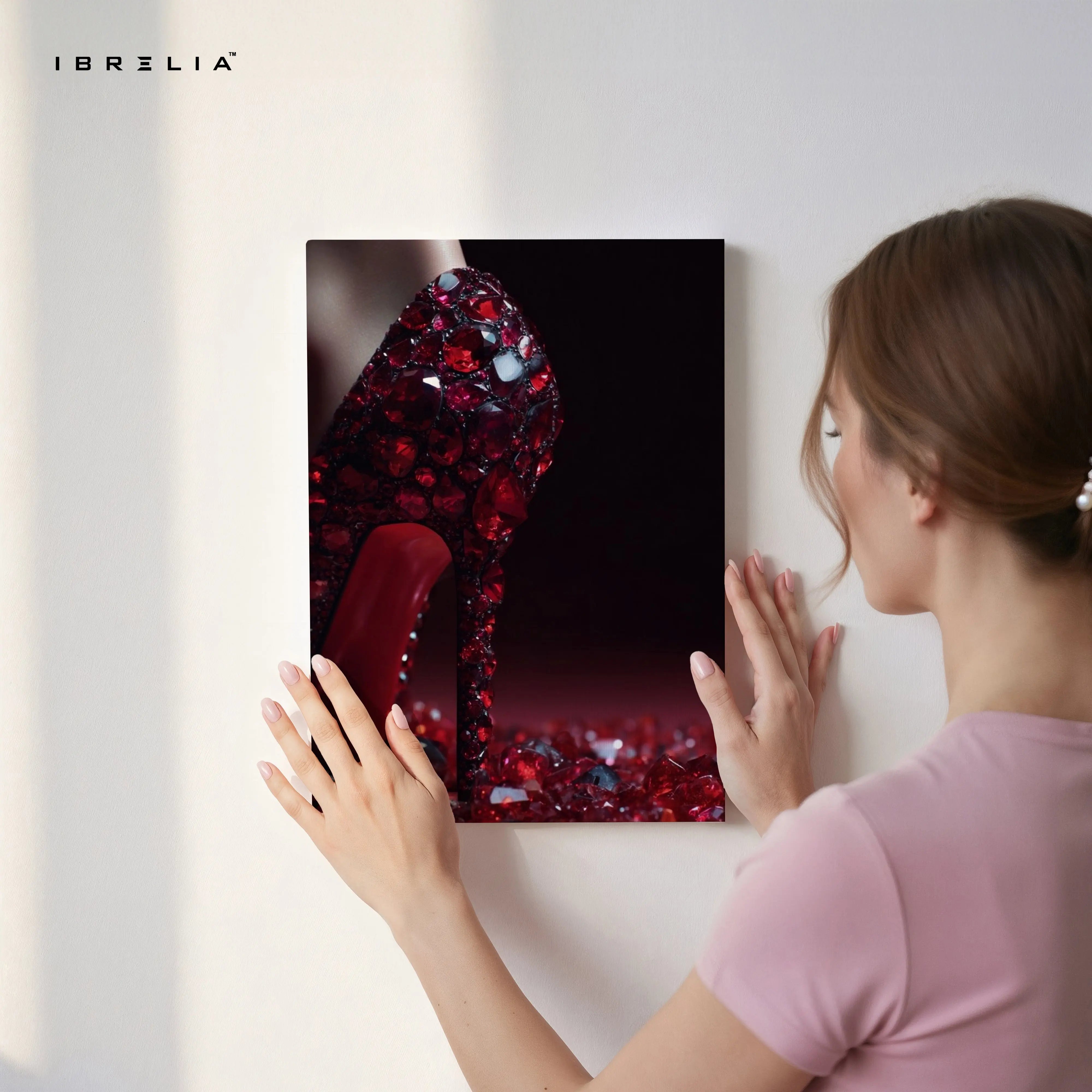 Red Crystal Stiletto Luxury Art – 4K Ultra Wrap Frame Wall Art in Pakistan | IBRELIA™ IBRELIA