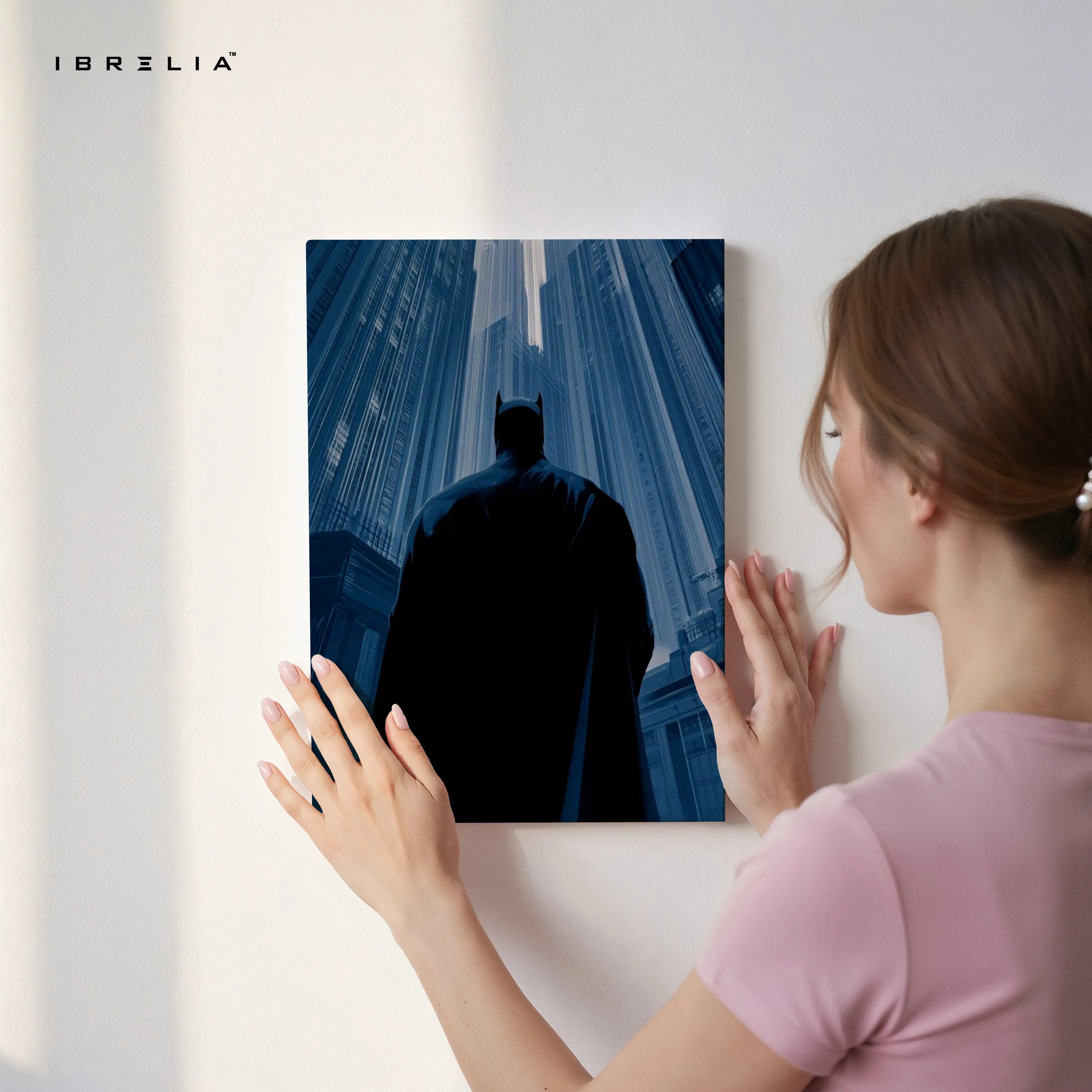 Midnight Guardian Blue – Dark Urban Silhouette Art | 4K Ultra Wrap Frame Wall Art in Pakistan | IBRELIA™ IBRELIA