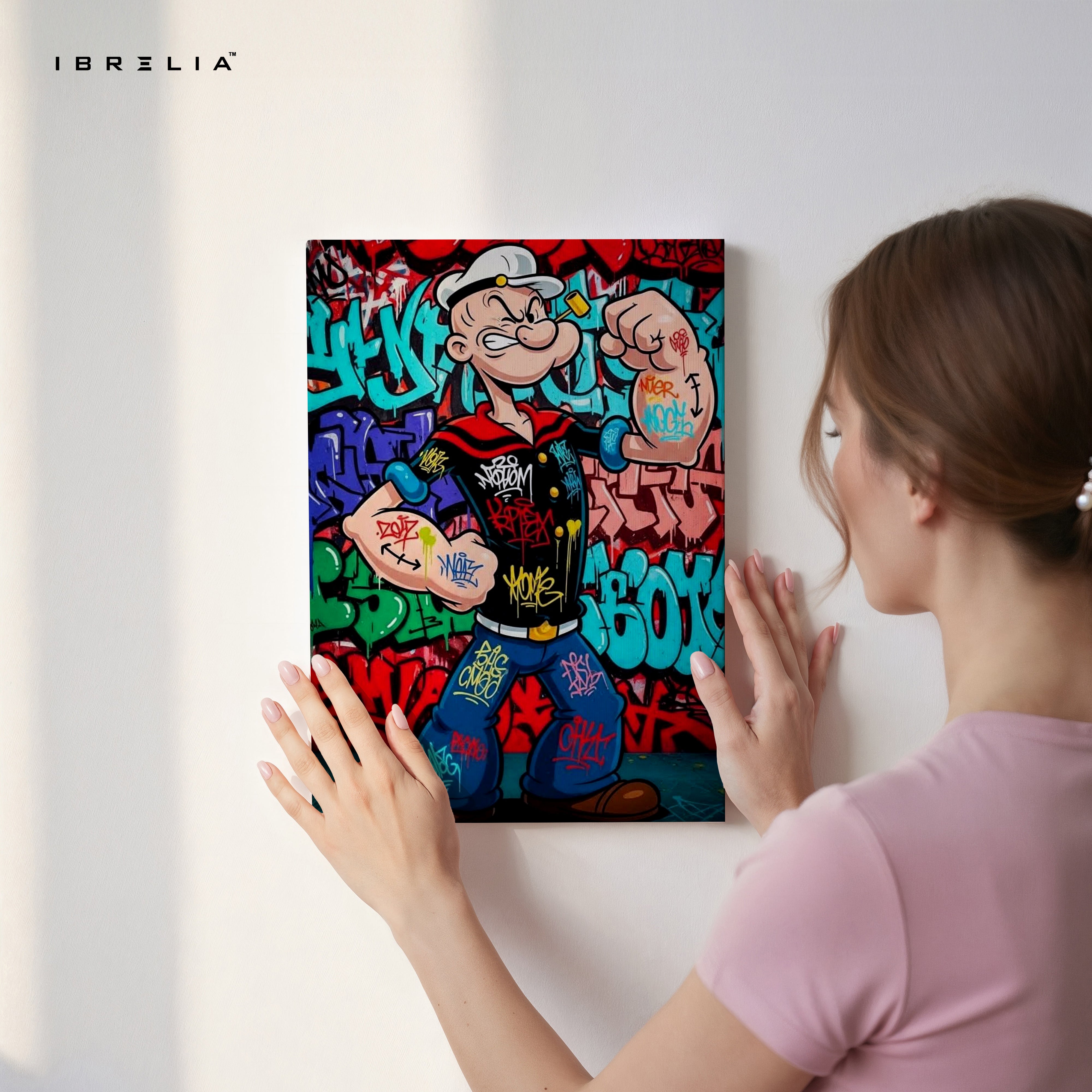 Popeye Street Power Graffiti Art – Urban Muscle Pop Art | 4K Ultra Wrap Frame Wall Art in Pakistan | IBRELIA™