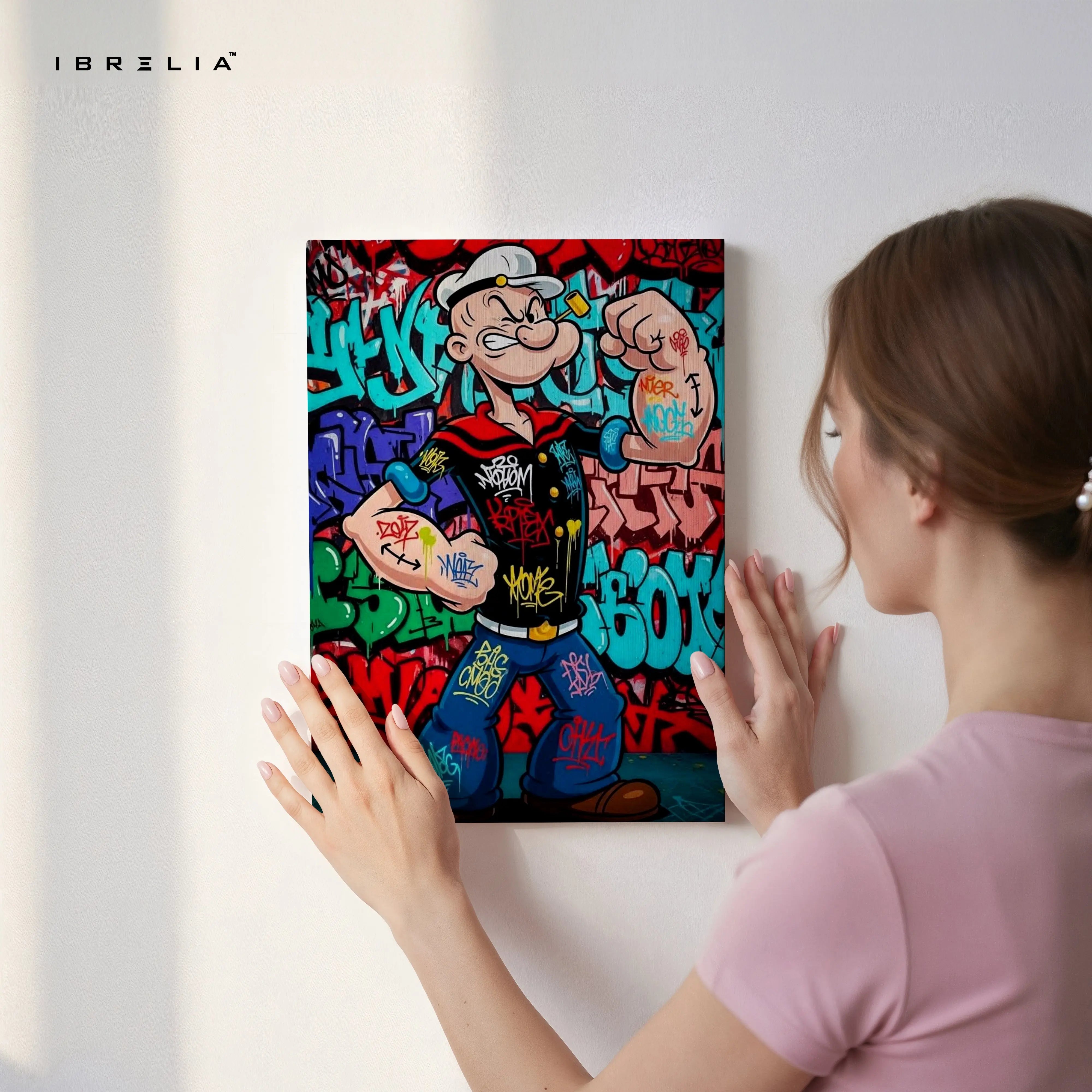 Popeye Street Power Graffiti Art – Urban Muscle Pop Art | 4K Ultra Wrap Frame Wall Art in Pakistan | IBRELIA™ IBRELIA