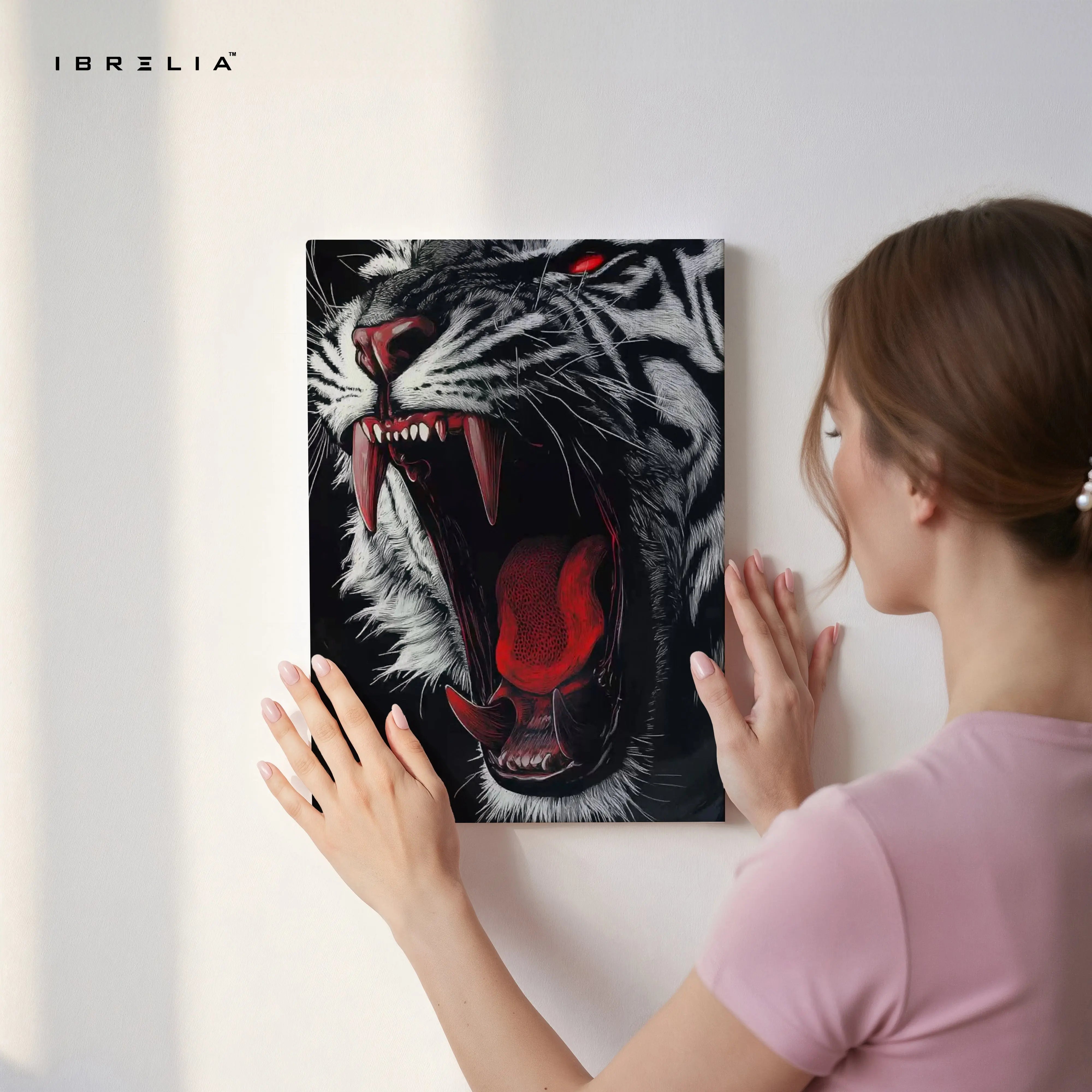 Savage Tiger Roar Dark Art – 4K Ultra Wrap Frame Wall Art in Pakistan | IBRELIA™ IBRELIA
