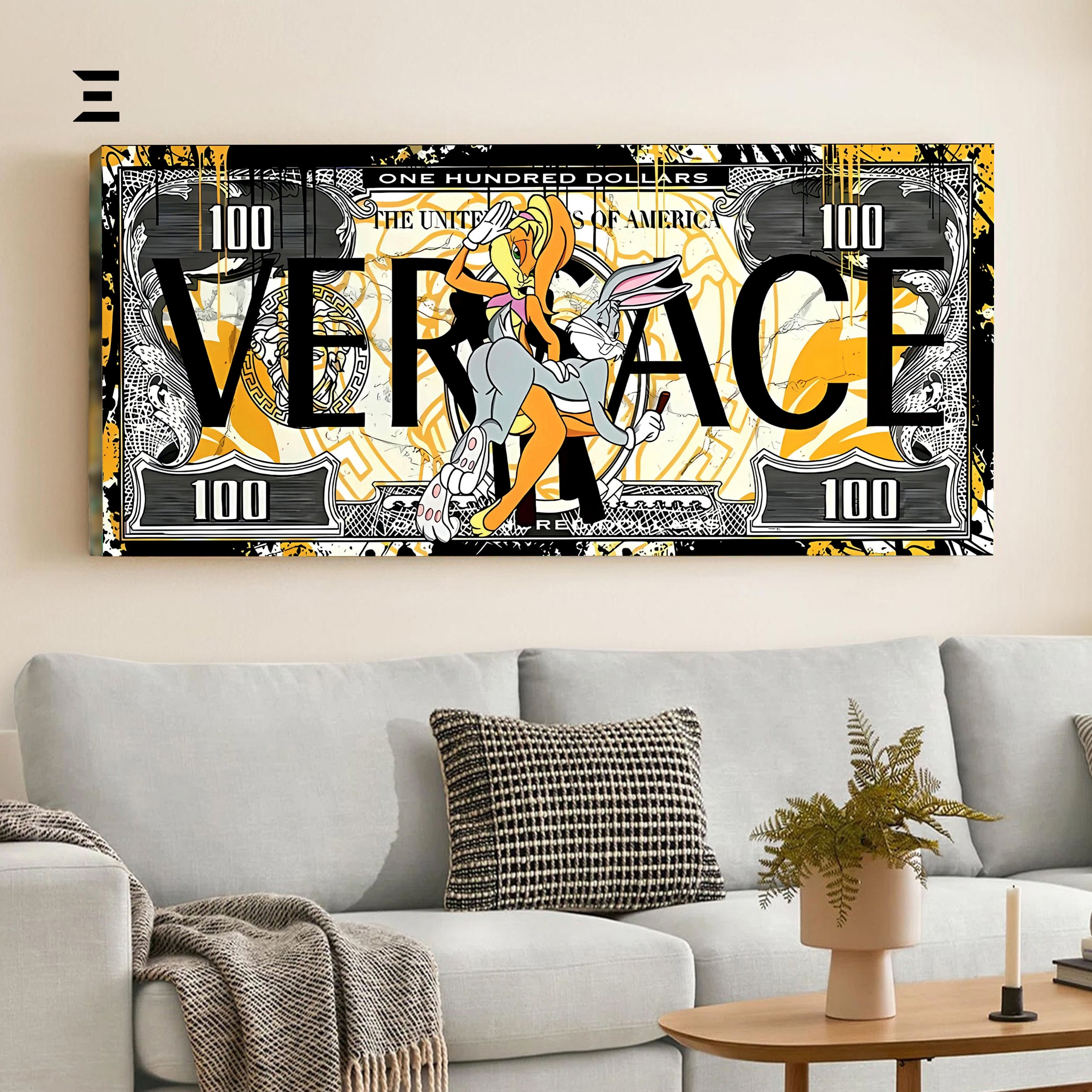 Ultra Wide Wall Art – Bugs Bunny x Versace Dollar Design | IBRELIA™