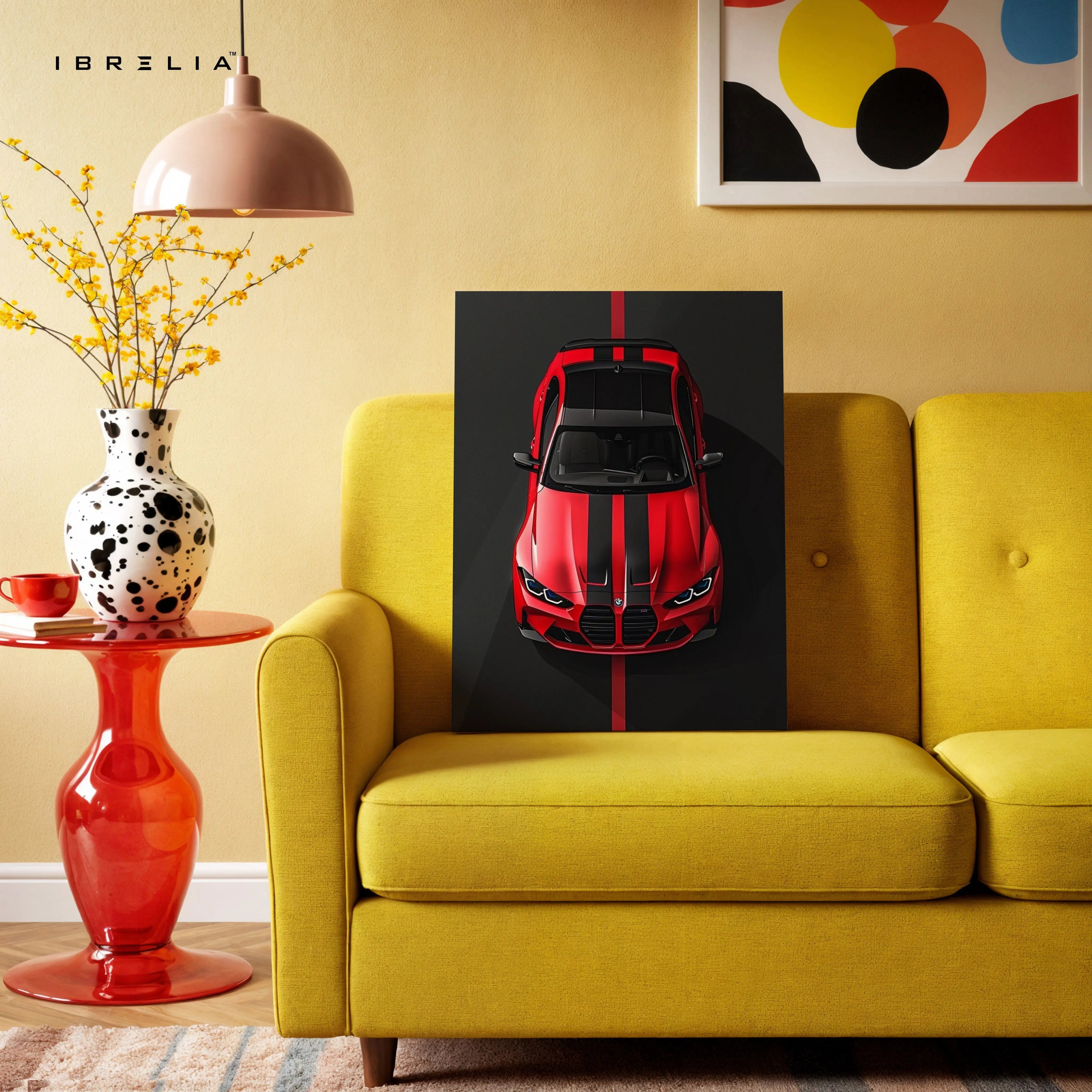 BMW Red Sport Top View – 4K Ultra Wrap Frame Wall Art | IBRELIA™ IBRELIA