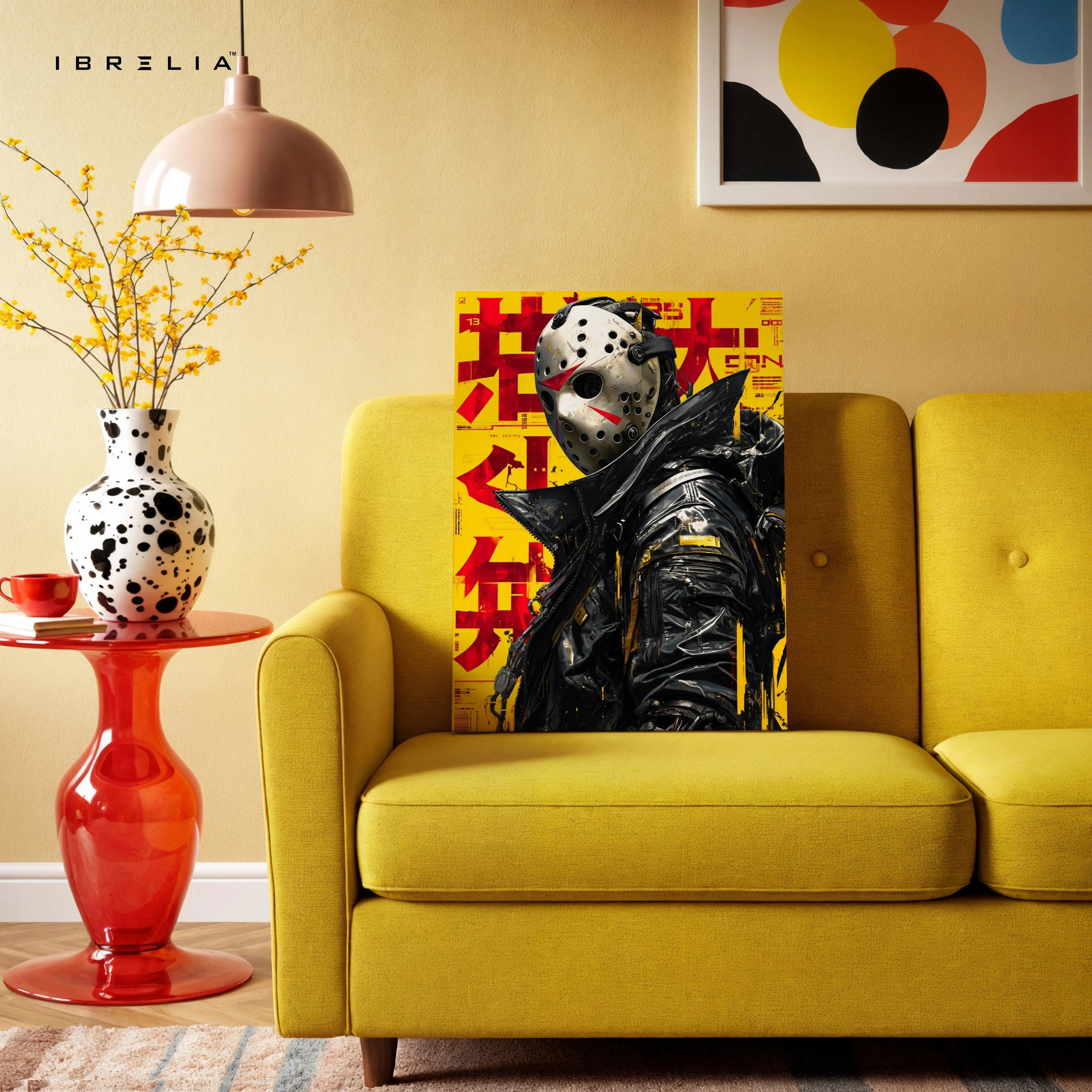 Masked Cyberpunk Warrior Art – 4K Ultra Wrap Frame Wall Art in Pakistan | IBRELIA™ IBRELIA